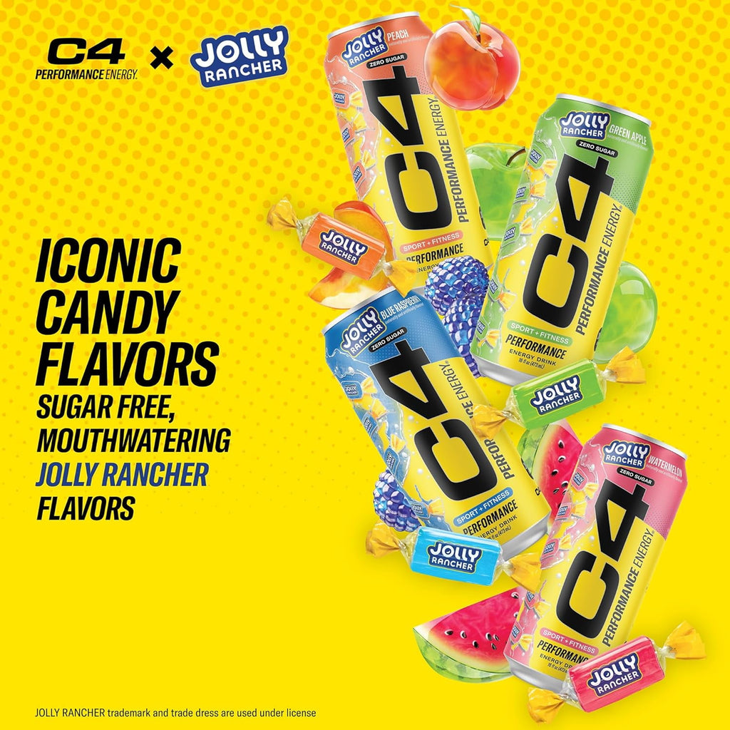 C4 Performance Energy Jolly Rancher Peach Zero Sugar 16 fl oz Single Can