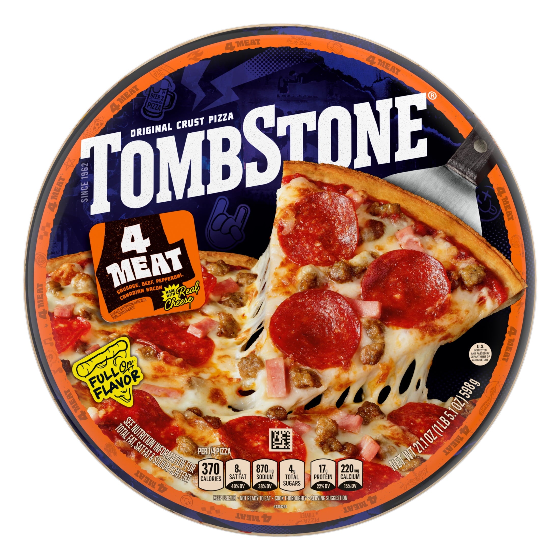 Tombstone Four Meat Original Thin Crust Frozen Pizza 21.1 Oz