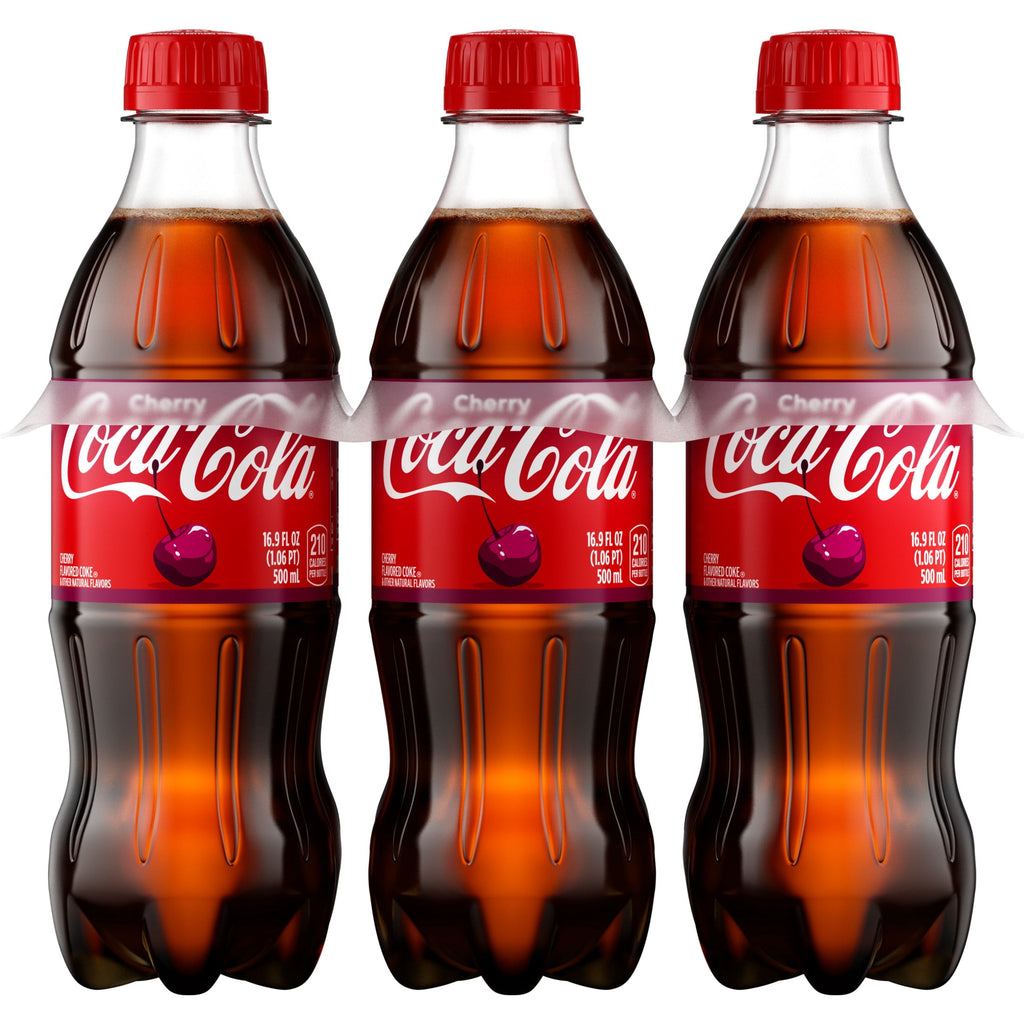 Cherry Soda Pop Bottles 16.9 Fl Oz 6 Pack Coca-Cola
