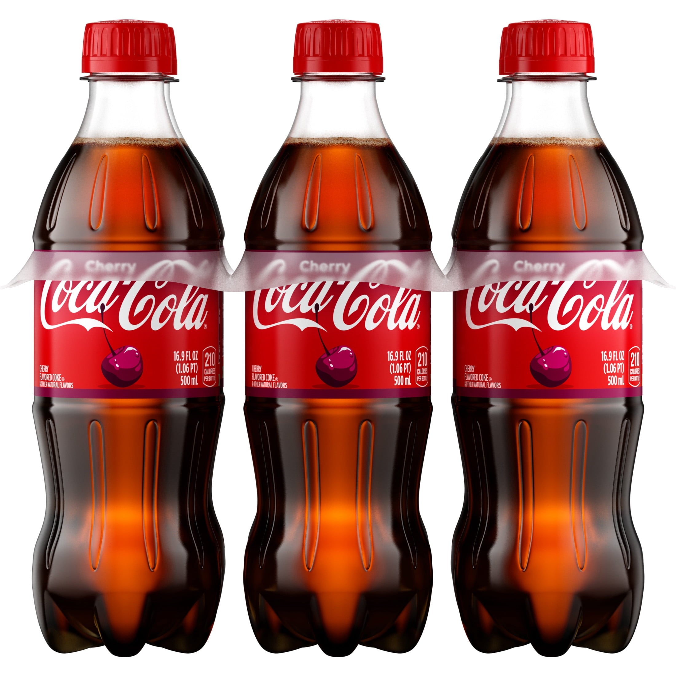 Cherry Soda Pop Bottles 16.9 Fl Oz 6 Pack Coca-Cola