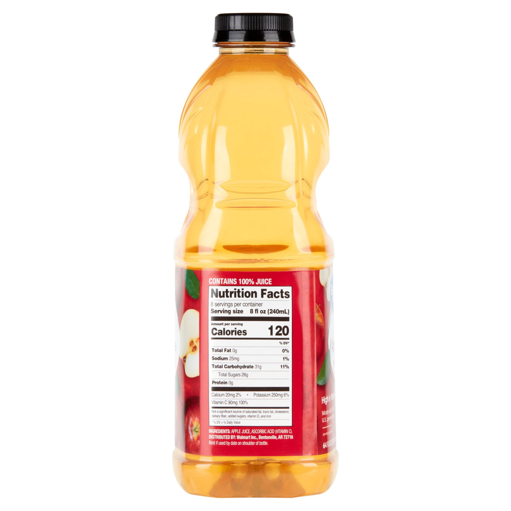 Great Value 100% Apple Juice Not From Concentrate Pulp-Free 64 fl oz