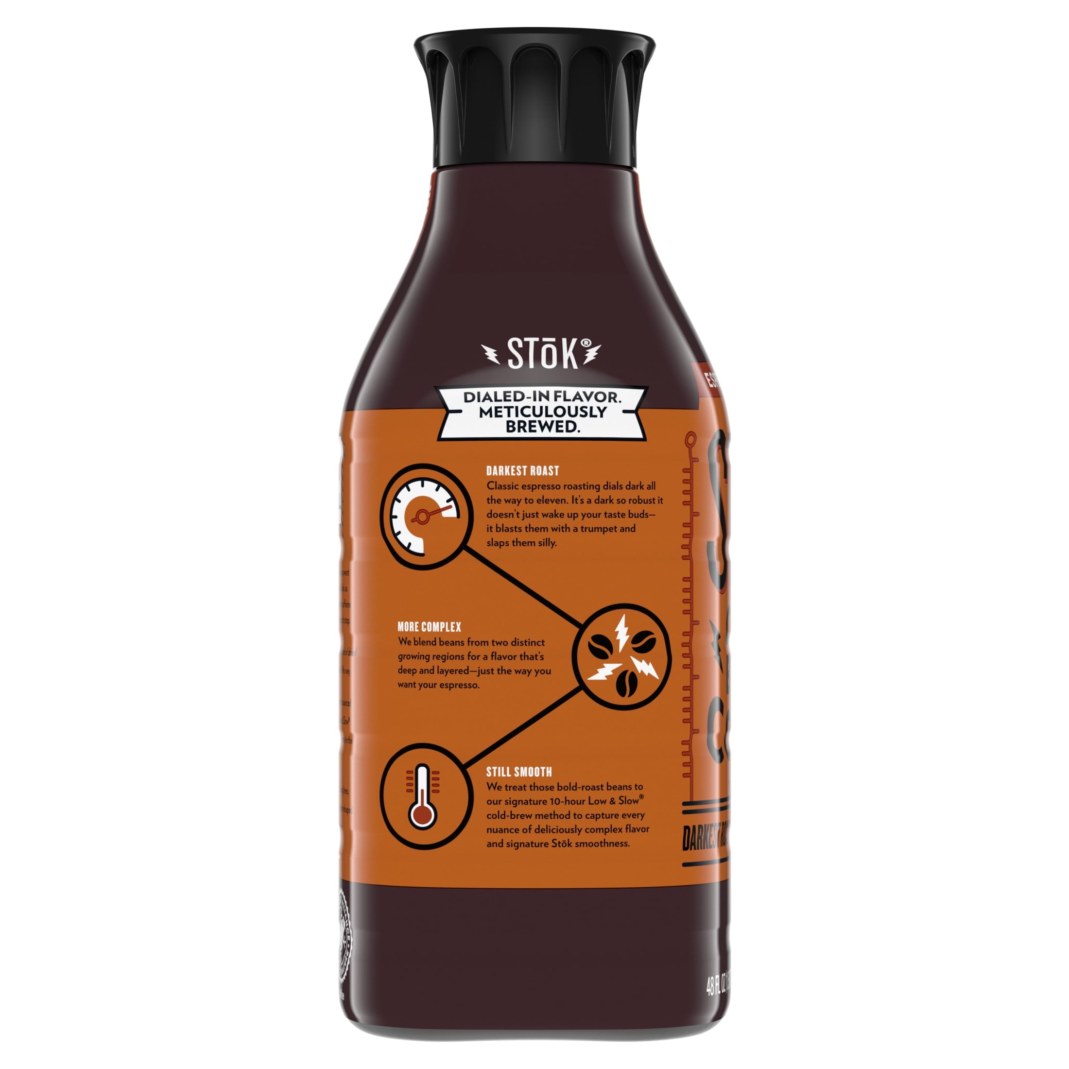 SToK Espresso Blend Naturally Caffeinated Dark Roast Black Unsweetened Cold Brew Coffee 48 fl oz Bottle