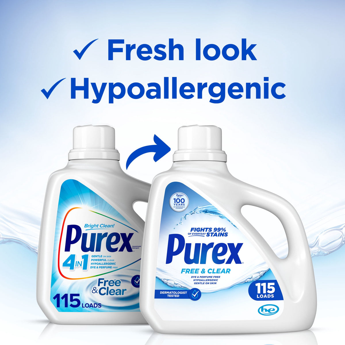 Purex Free Clear Liquid Laundry Detergent 150 fl oz 115 Loads