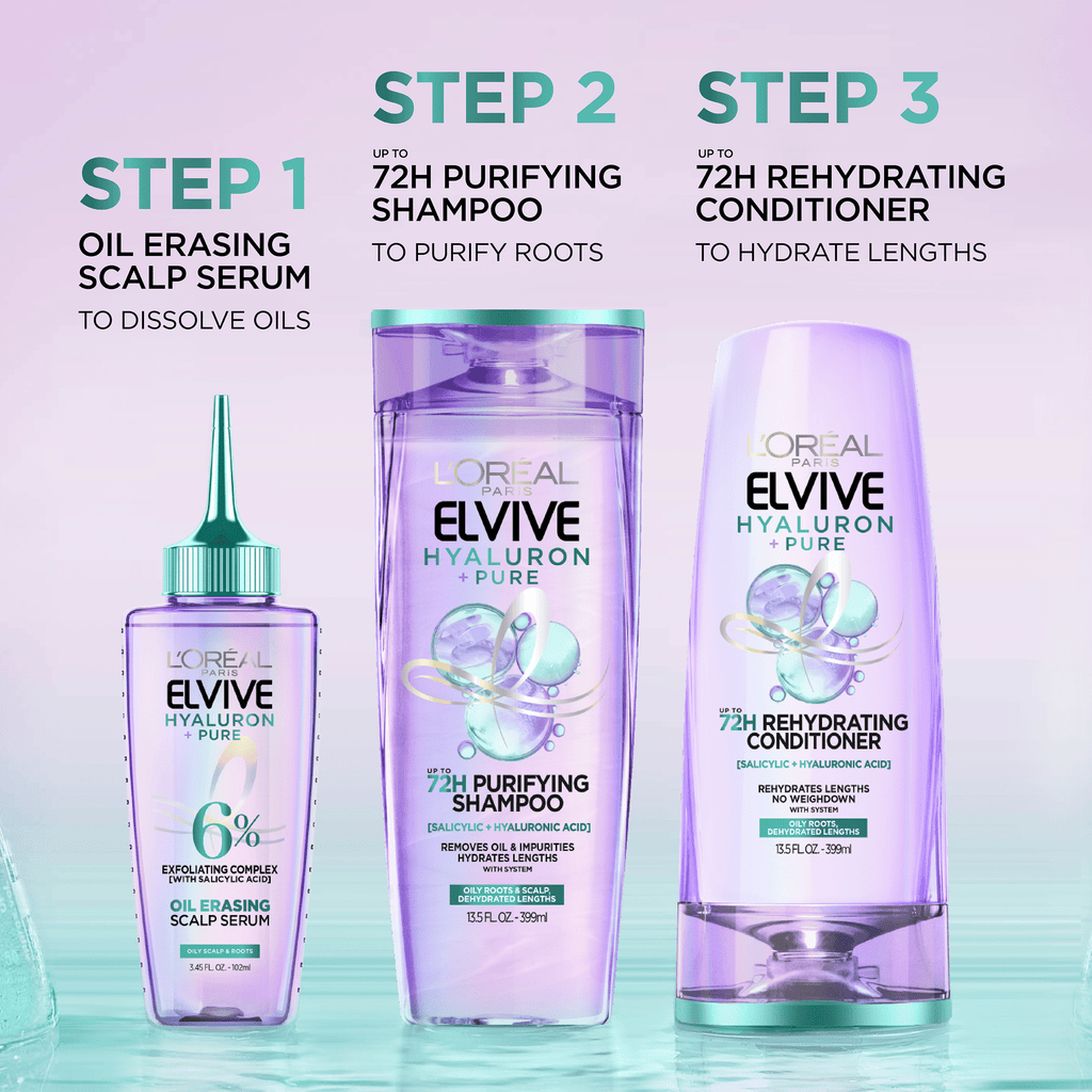 L'Oreal Paris Elvive Hyaluron Pure Scalp Care Oil Erasing Serum for Oily Hair 3.45 fl oz