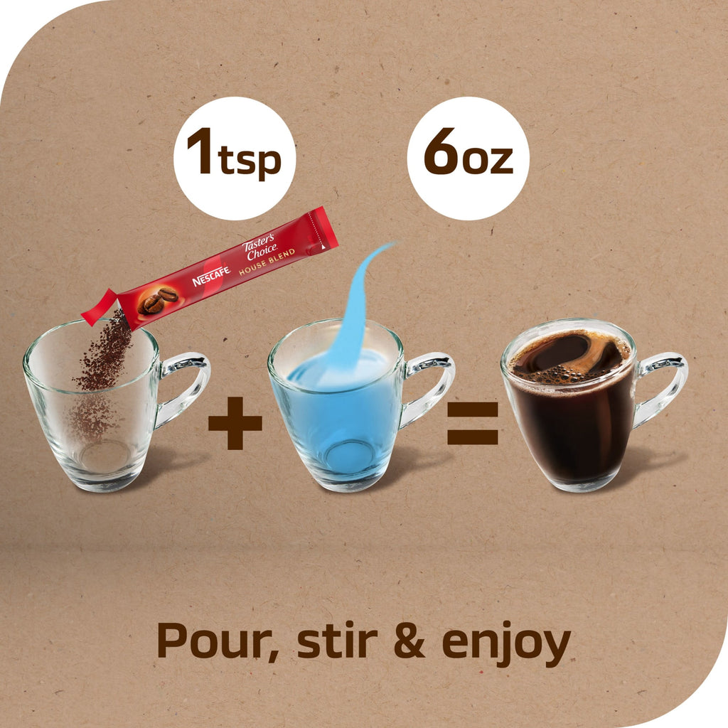 NESCAFÉ Taster's Choice House Blend Naturally Caffeinated Light Medium Roast Instant Coffee 6 Packets 0.63 oz Box