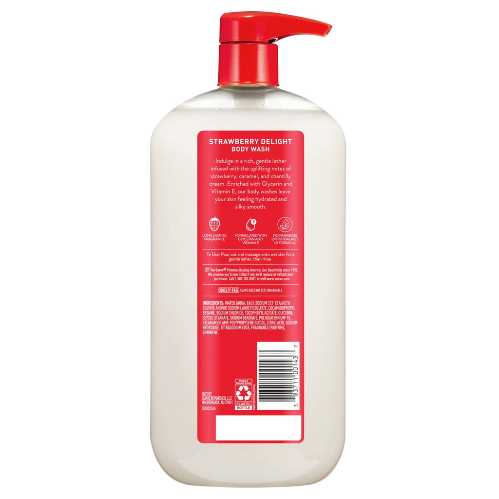 Suave Essentials Strawberry Delight Uplifting Body Wash Moisturizing Skin Cleanser 30 fl oz