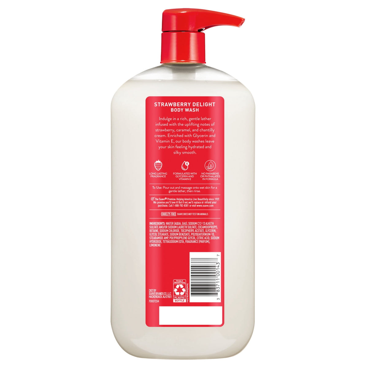 Suave Essentials Strawberry Delight Uplifting Body Wash Moisturizing Skin Cleanser 30 fl oz