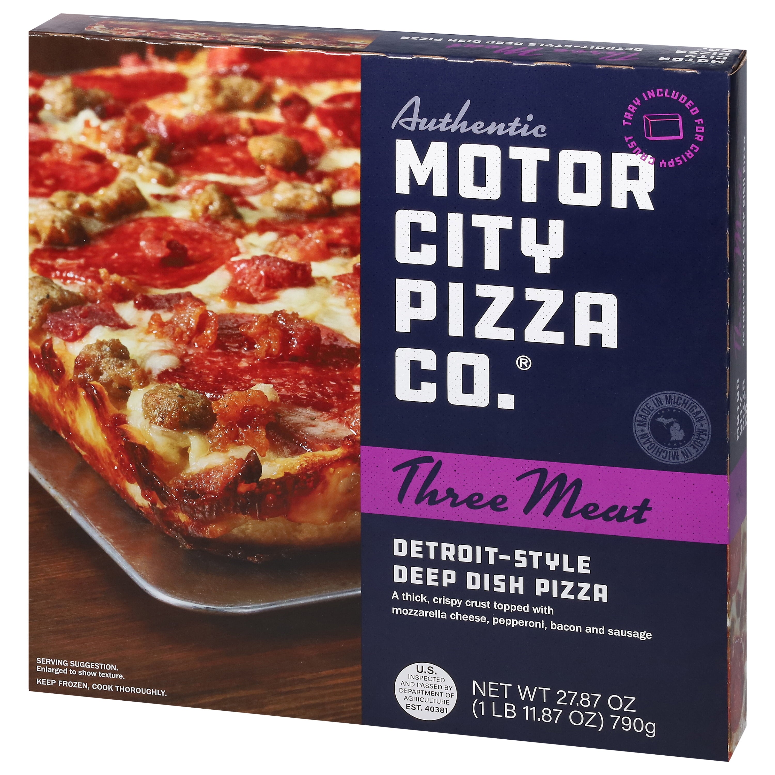 Authentic Motor City Pizza Co. Three Meat Detroit-Style Frozen Pizza 27.87 Oz
