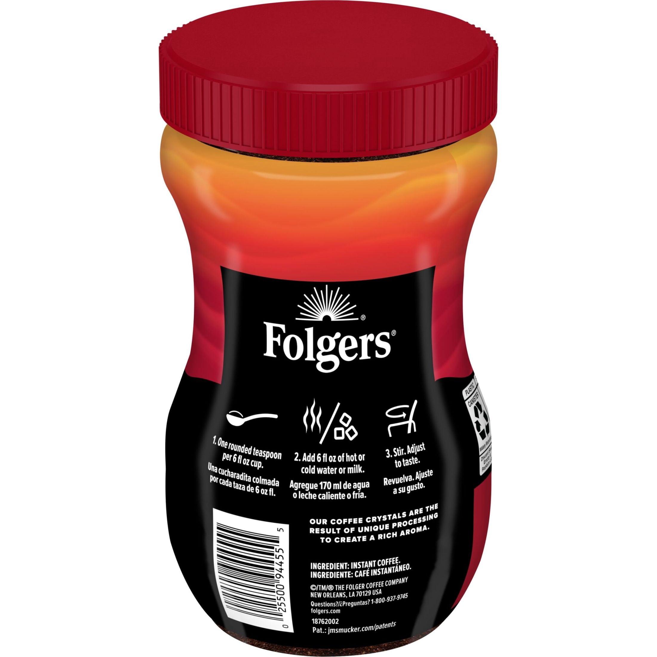 Folgers Black Silk Naturally Caffeinated Dark Roast Instant Coffee 8 oz Jar