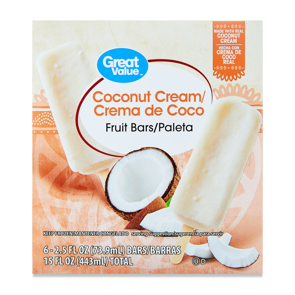 Great Value Coconut Cream Fruit Bars 6 Count 15 Fl Oz