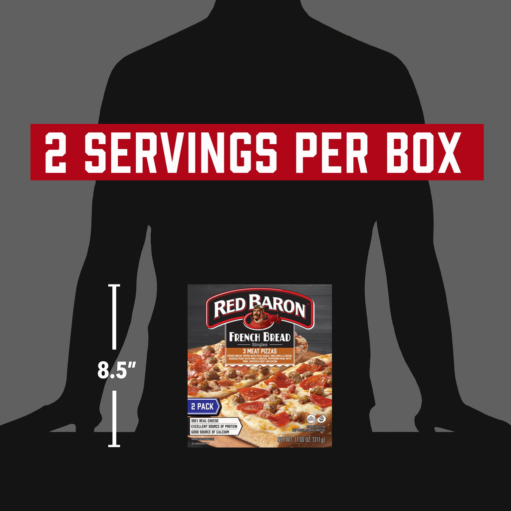 Red Baron 3 Meat French Bread Frozen Personal Pizza 11.01 Oz 2 Pack