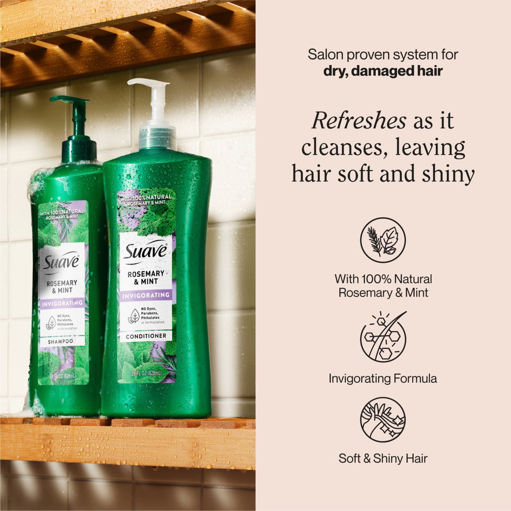 Suave Rosemary & Mint Invigorating Shampoo for All Hair Types 28 fl oz