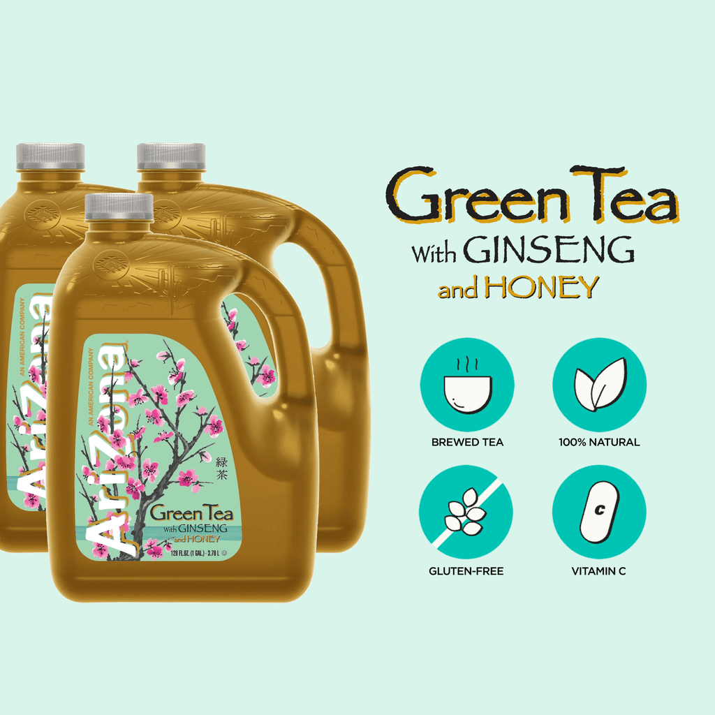 AriZona Green Tea with Ginseng and Honey Naturally Caffeinated 128 fl oz