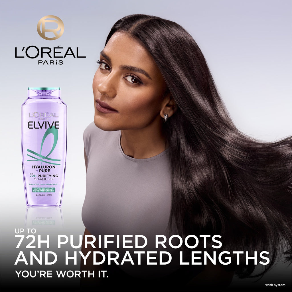 L'Oreal Paris Elvive Hyaluron Pure Moisturizing Shampoo for Oily Hair 13.5 fl oz
