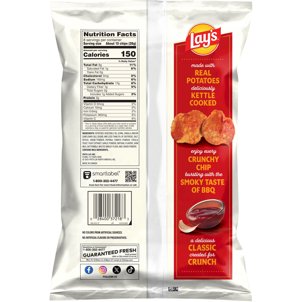 Mesquite BBQ Kettle Cooked Potato Chips 8 Oz Lay's
