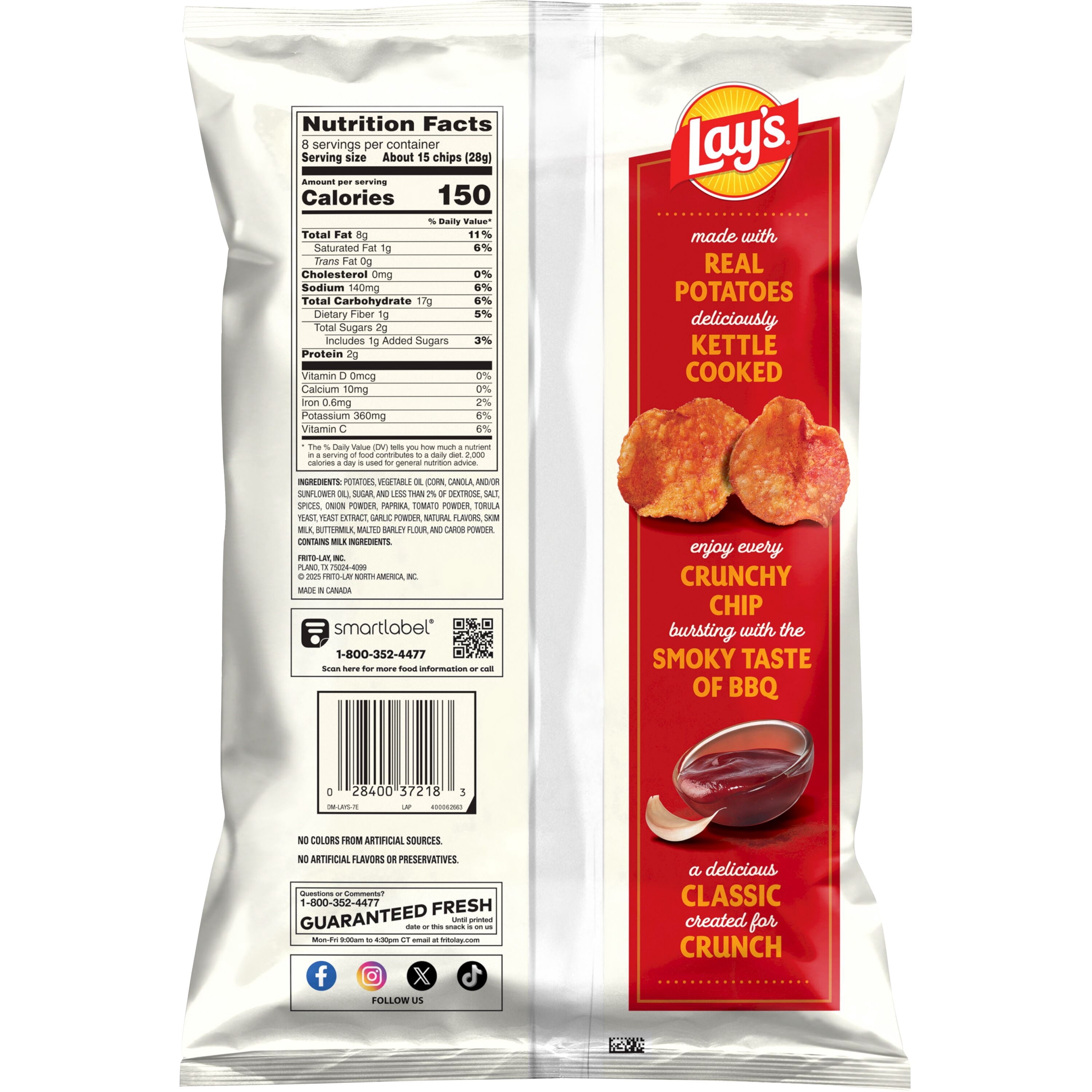 Mesquite BBQ Kettle Cooked Potato Chips 8 Oz Lay's