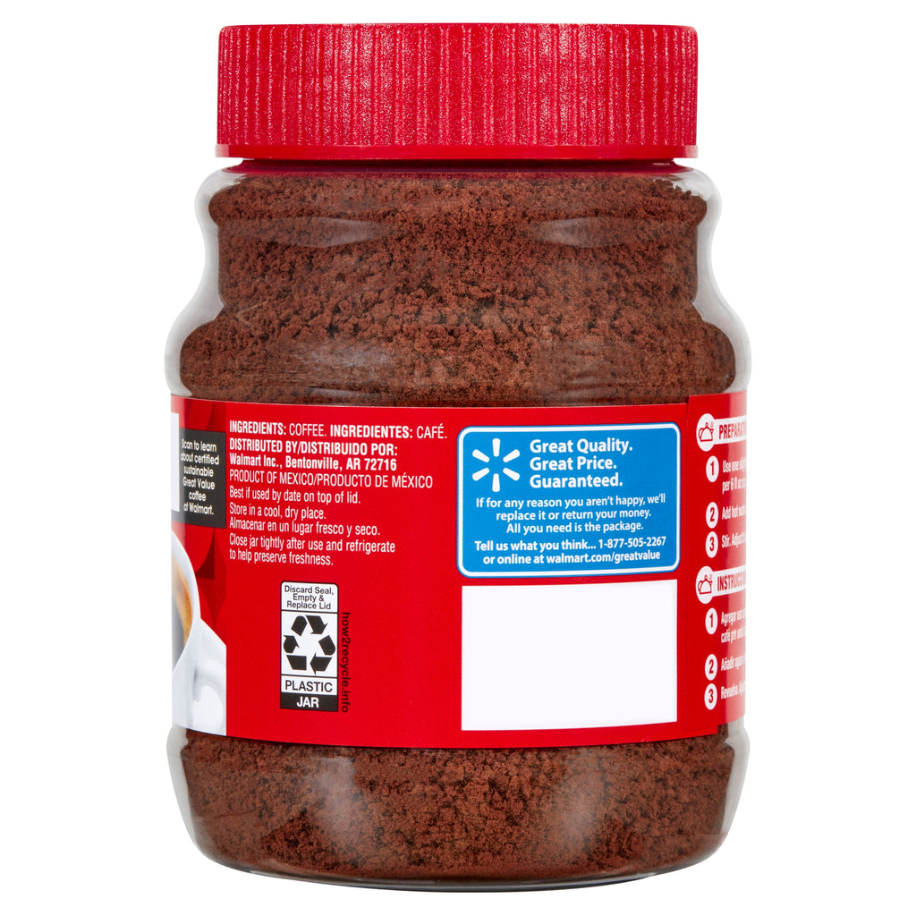 Great Value Classic Roast Naturally Caffeinated Medium Instant Coffee 8 oz Jar