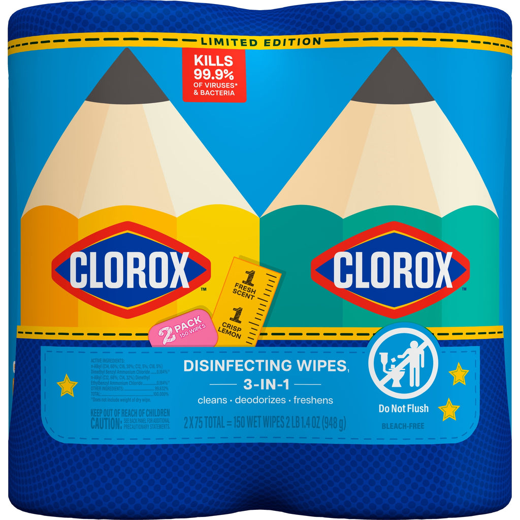 Clorox Disinfecting Cleaning Wipes Back to School Variety Pack 75 Count Pack of 2