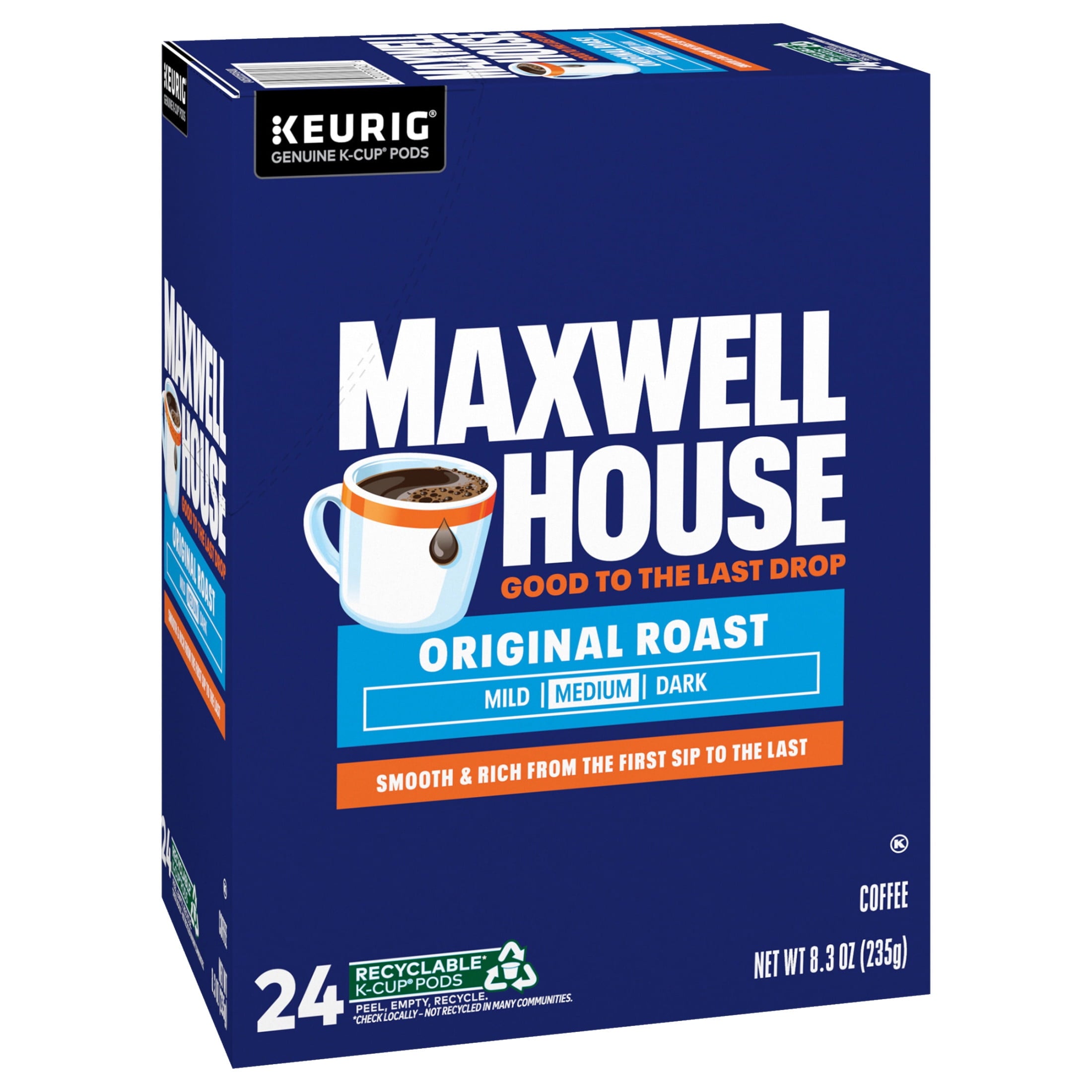 Maxwell House Original Roast Medium Roast K-Cup Coffee Pods 24 Count Box