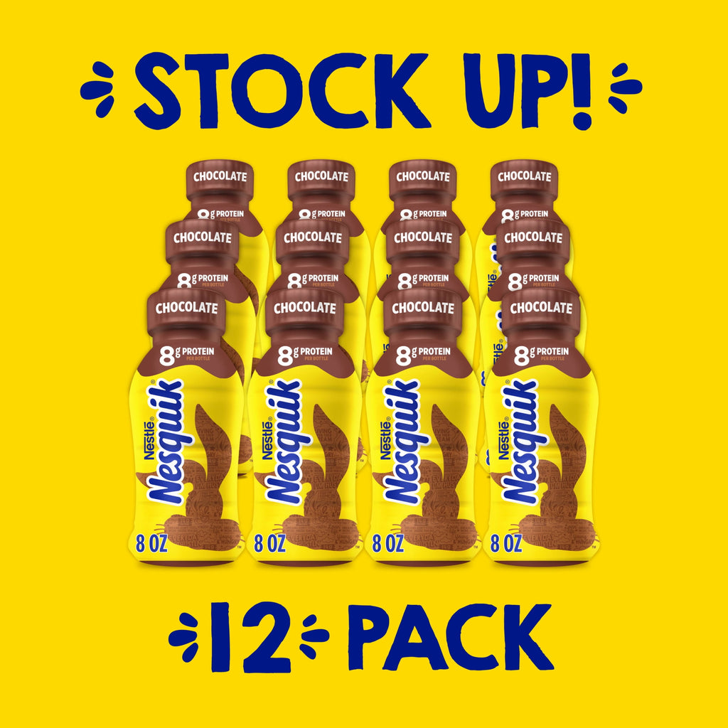 Nesquik Chocolate Low-Fat Milk Ready to Drink 8 fl oz Bottles 12 Pack