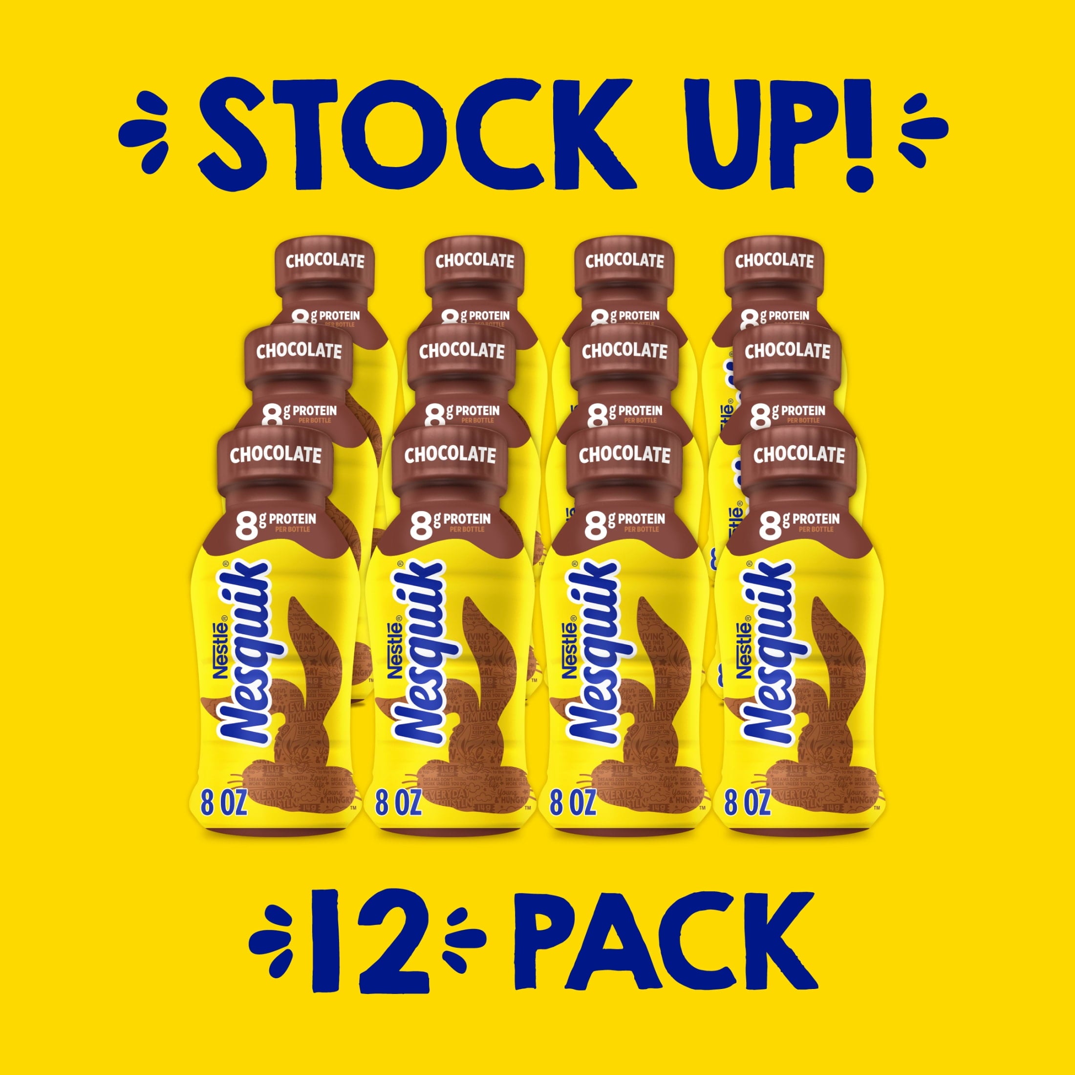 Nesquik Chocolate Low-Fat Milk Ready to Drink 8 fl oz Bottles 12 Pack