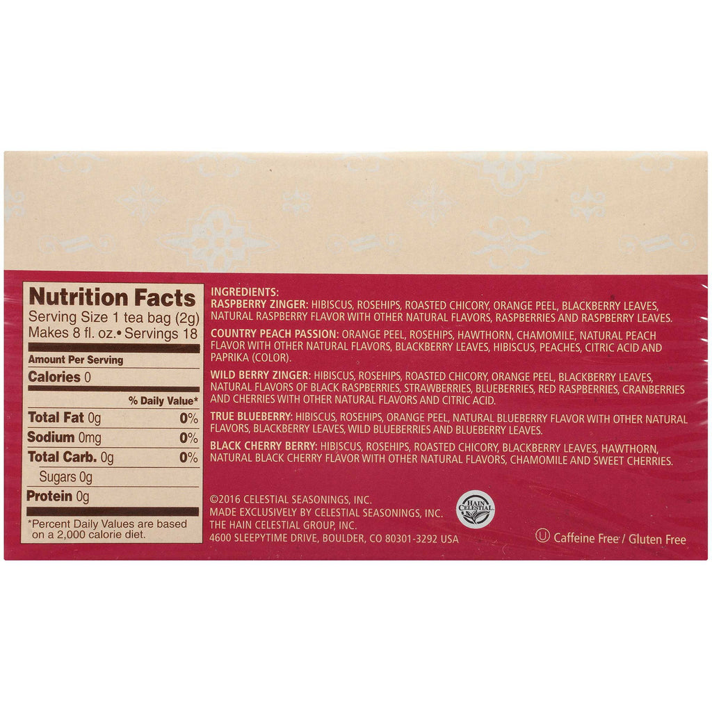 Celestial Seasonings Fruit Tea Sampler Caffeine-Free Herbal Tea Bags 1.4 oz 18 Count