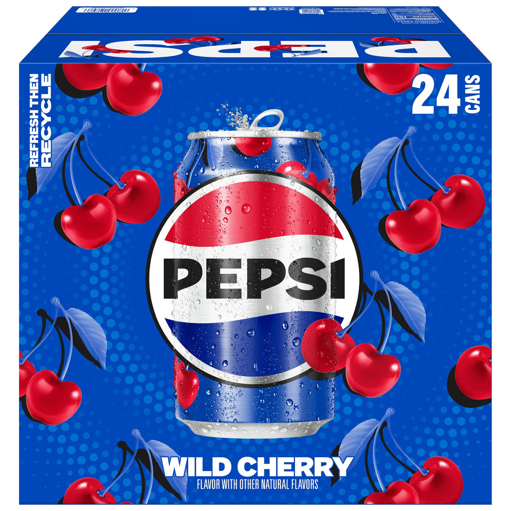 Pepsi Wild Cherry Cola Soda Pop Cans 12 Fl Oz 24 Pack