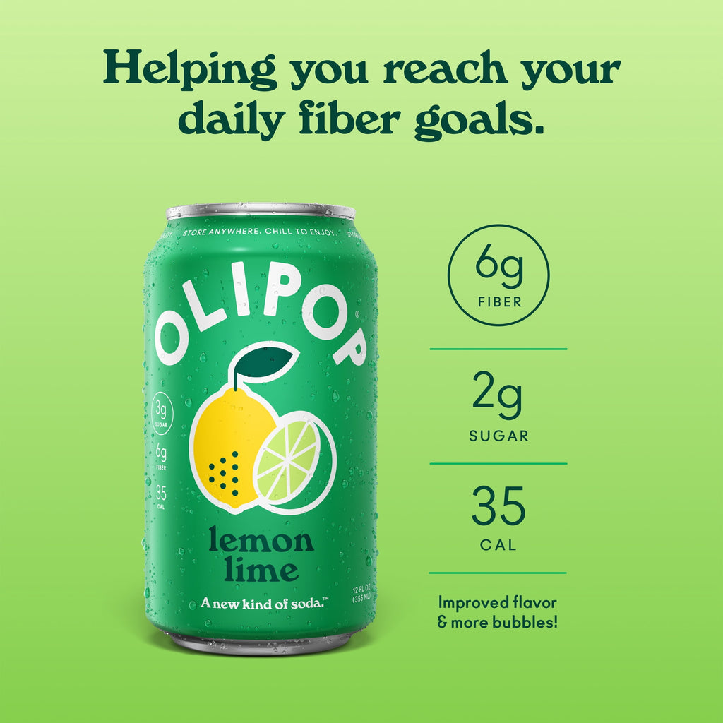 OLIPOP 6g Fiber Prebiotic Soda Lemon Lime Can 12 Fl Oz