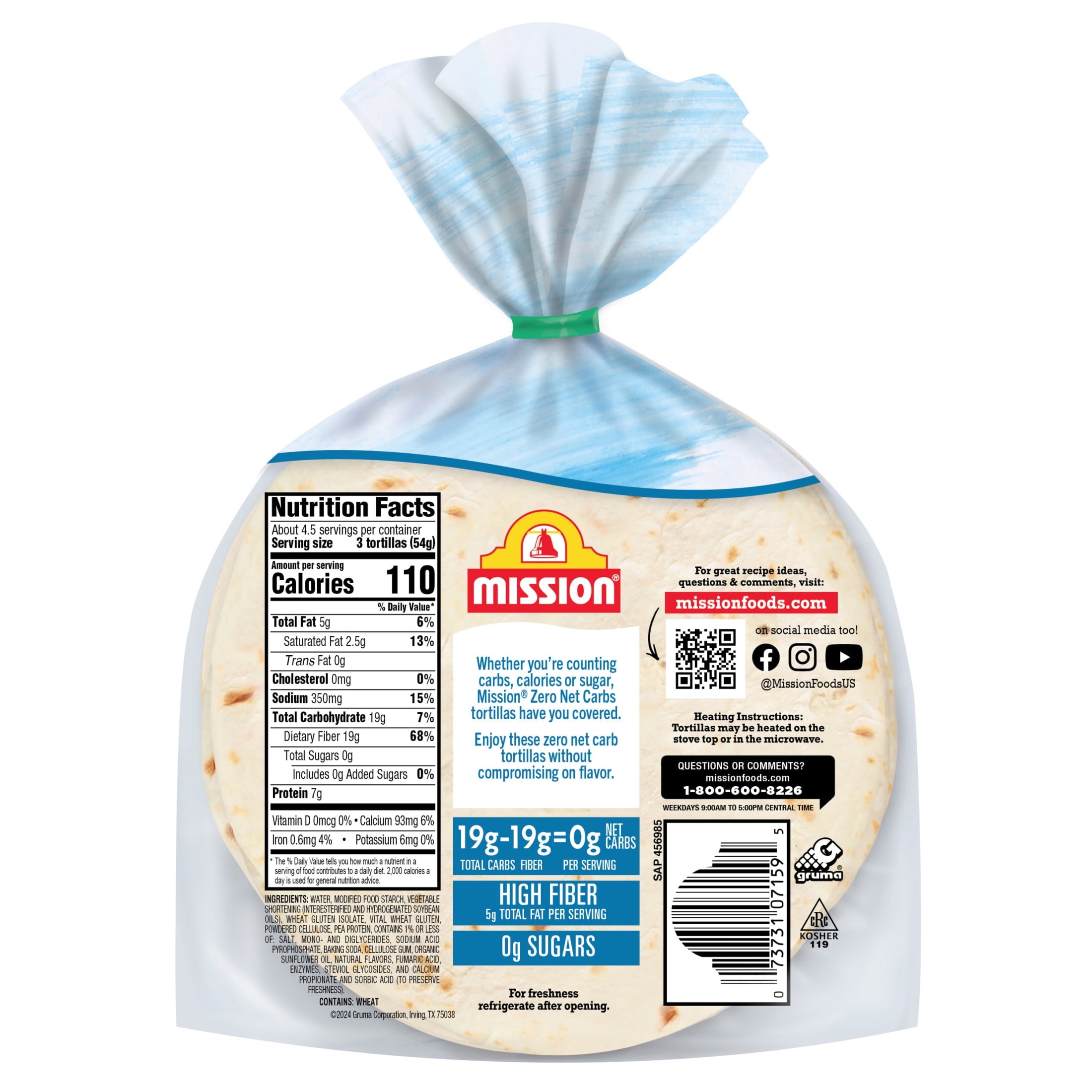 Mission Zero Net Carbs Original Flour Tortillas Street Tacos Size 14 Count 8.89 Oz