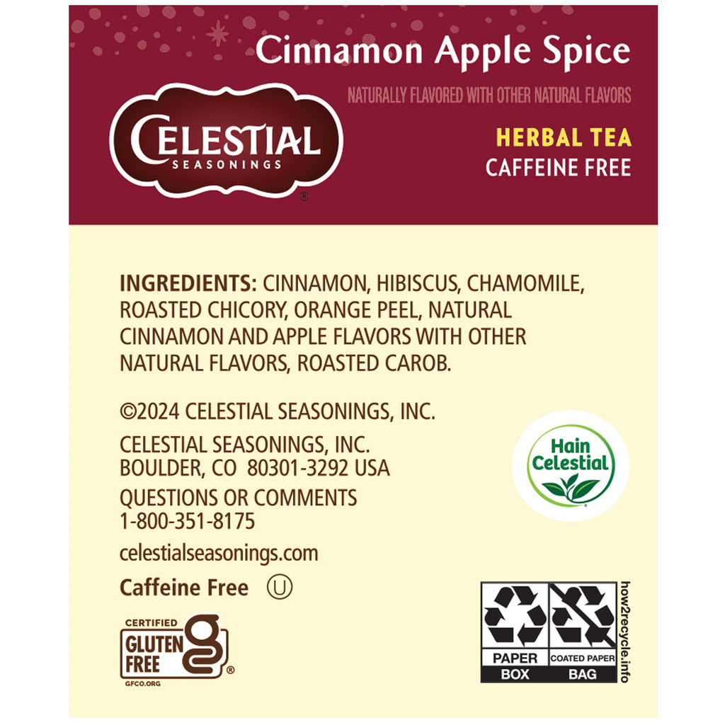 Celestial Seasonings Cinnamon Apple Spice Caffeine-Free Herbal Tea Bags 1.7 oz 20 Count