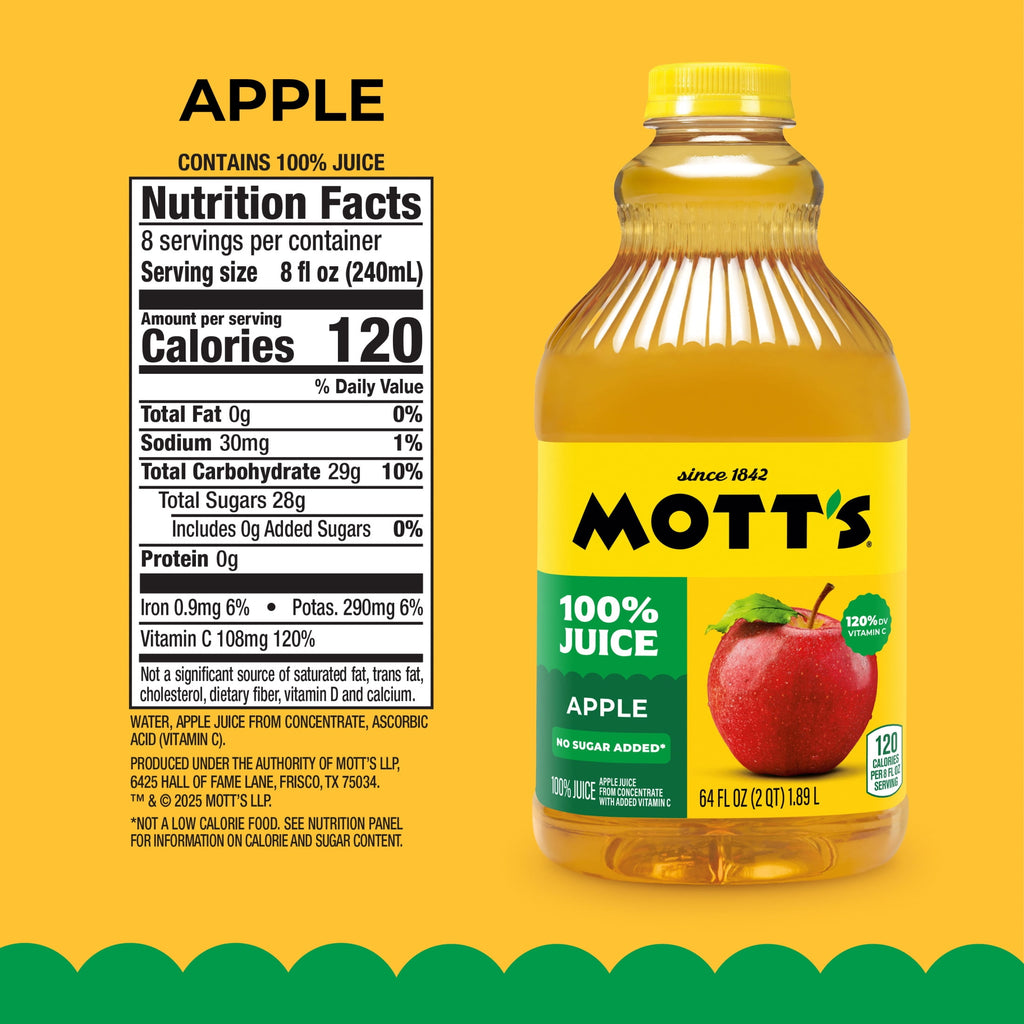 Mott's 100% Apple Juice Pulp-Free 64 fl oz Bottle
