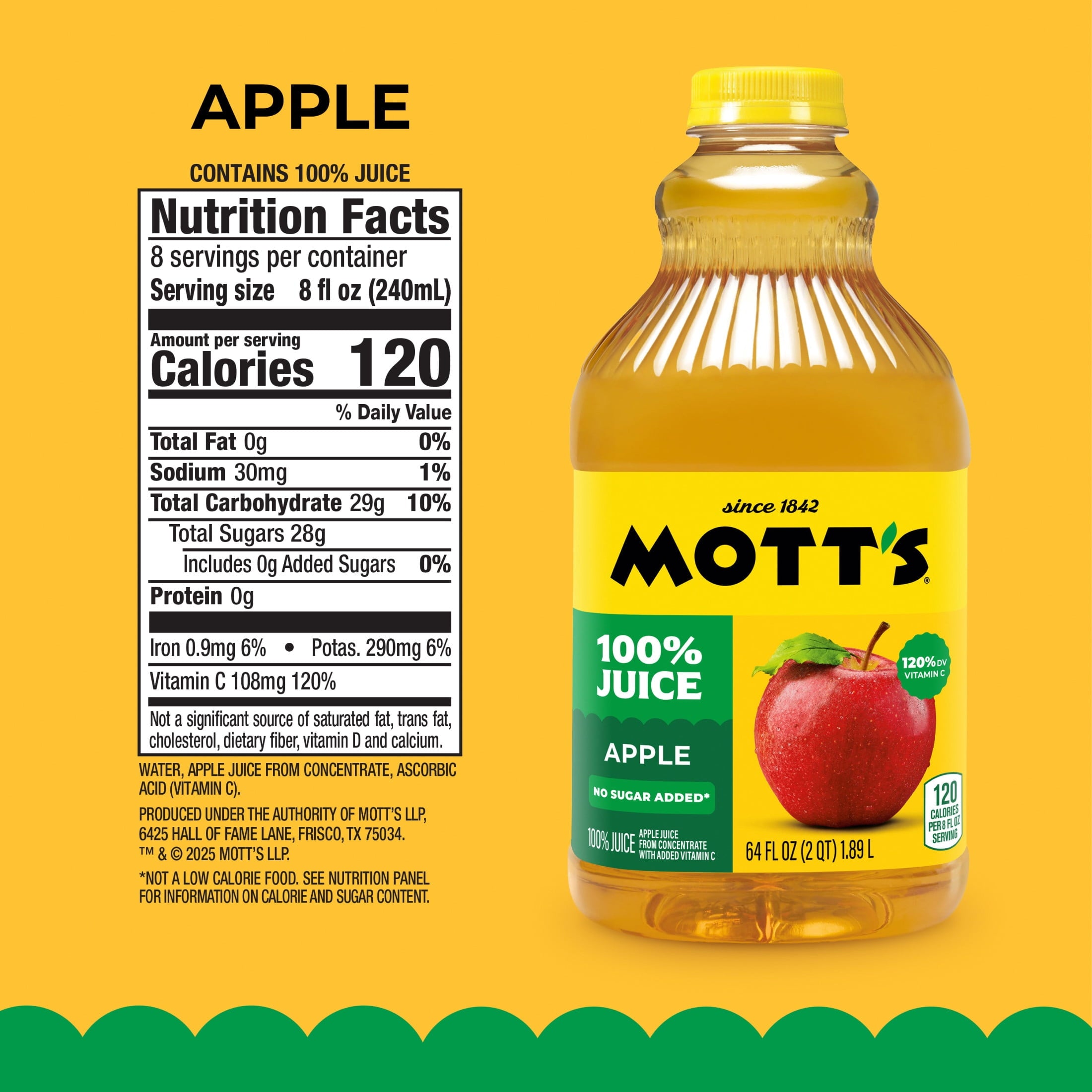 Mott's 100% Apple Juice Pulp-Free 64 fl oz Bottle