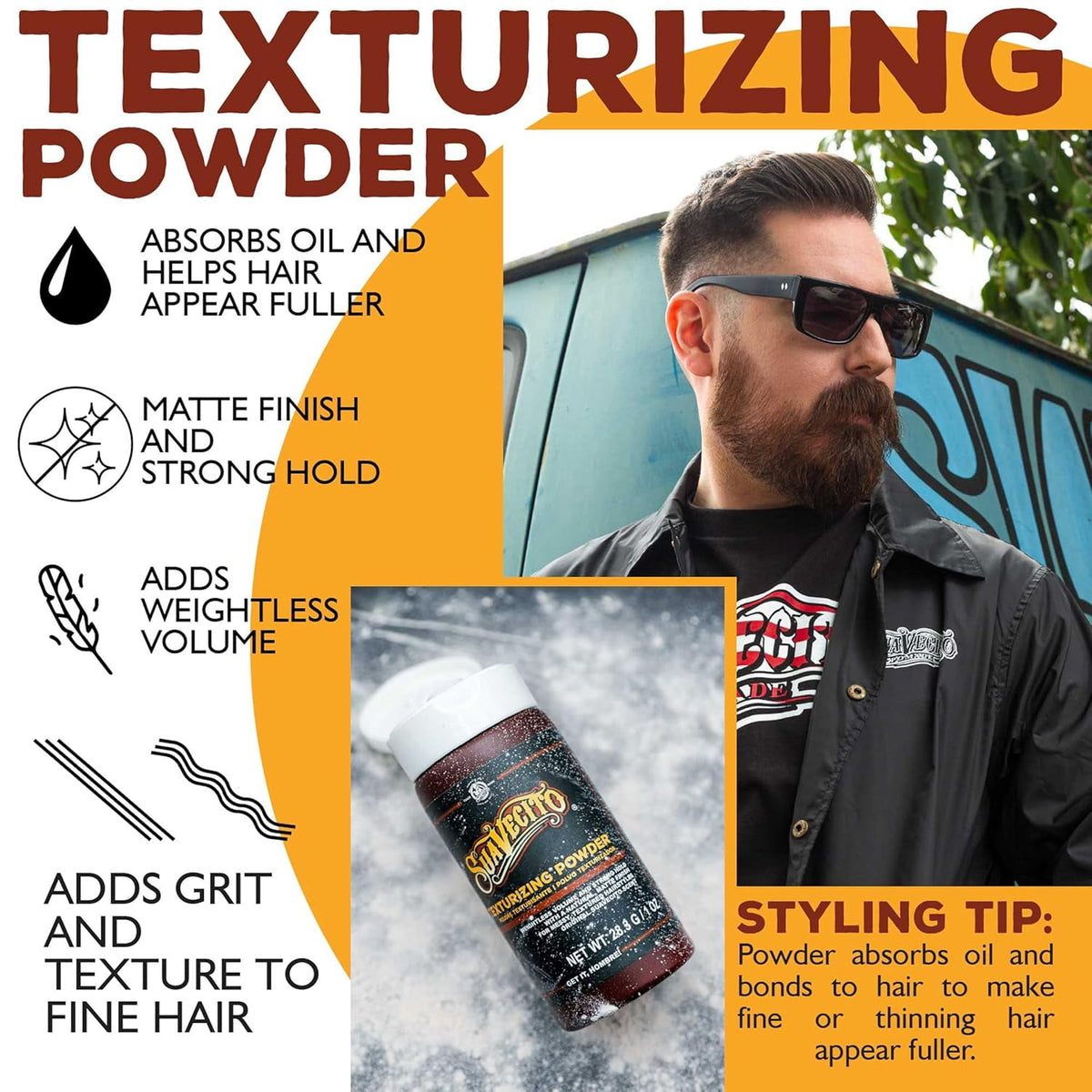 Suavecito Texturizing & Volumizing Hair Styling Powder Shine Free Matte Finish Strong Hold 1 oz
