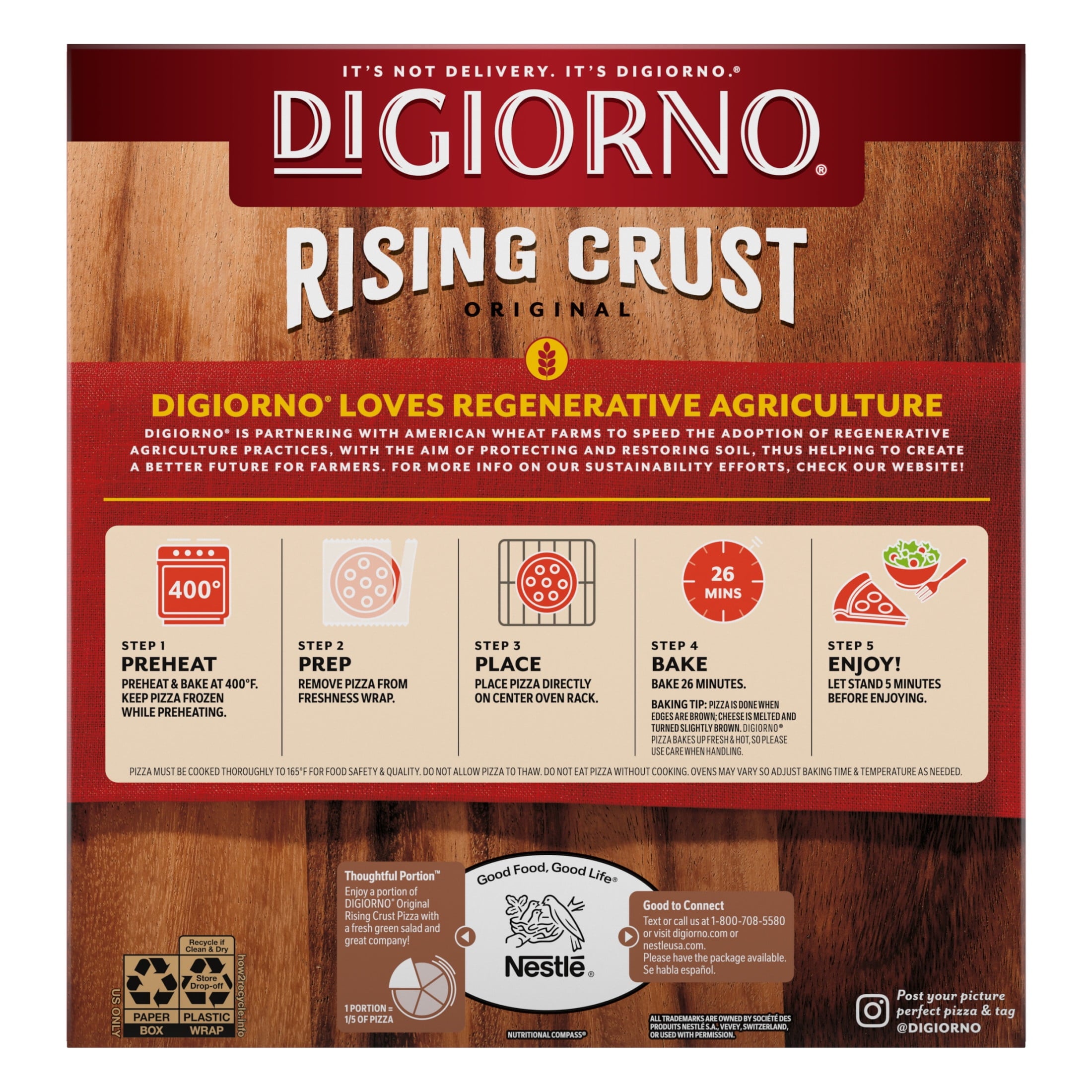 DiGiorno Hawaiian Style Rising Crust Frozen Pizza Canadian Bacon Pineapple 26.5 Oz