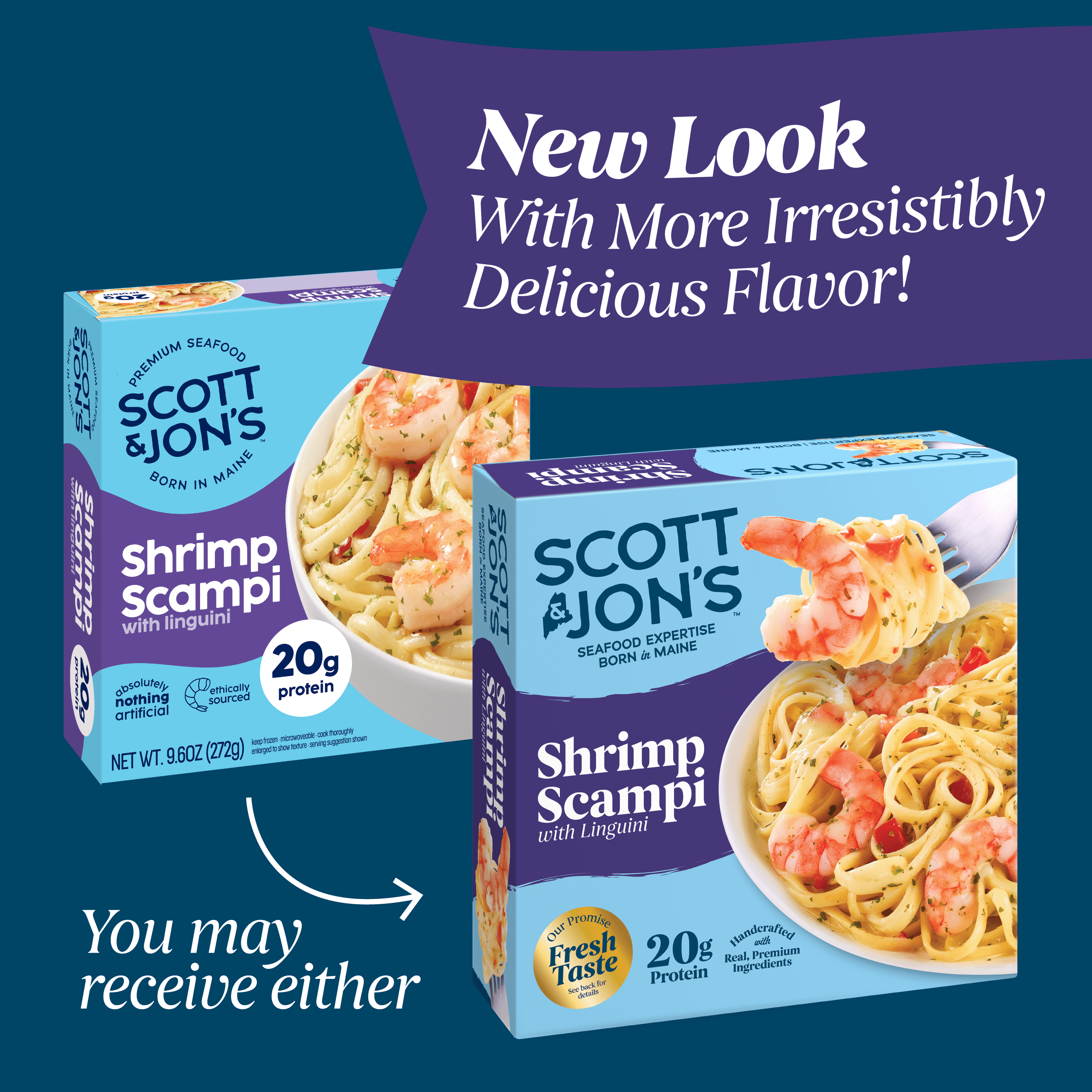 Scott & Jon's Shrimp Scampi Linguini Frozen Meal 9.6 Oz