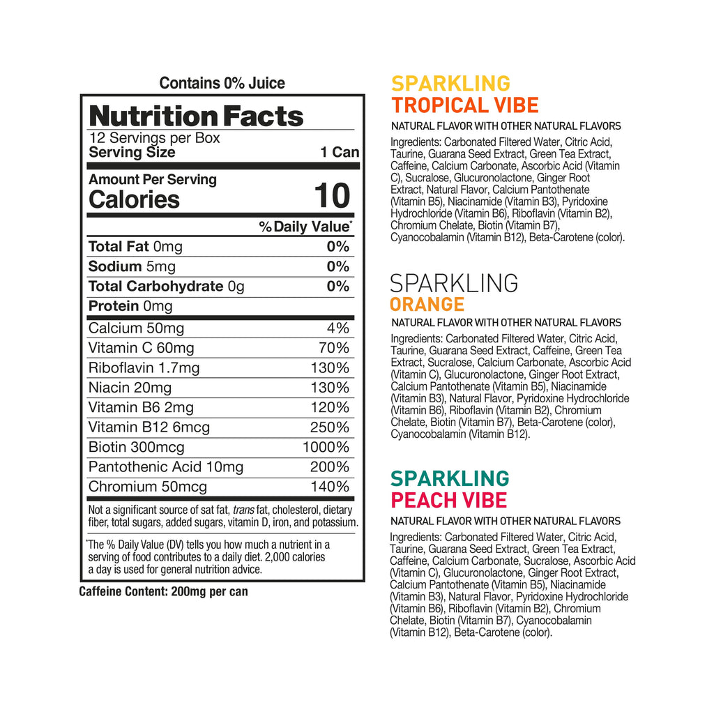CELSIUS Sparkling Core Vibe Variety Pack Energy Drink 12 fl oz 12 Pack Cans