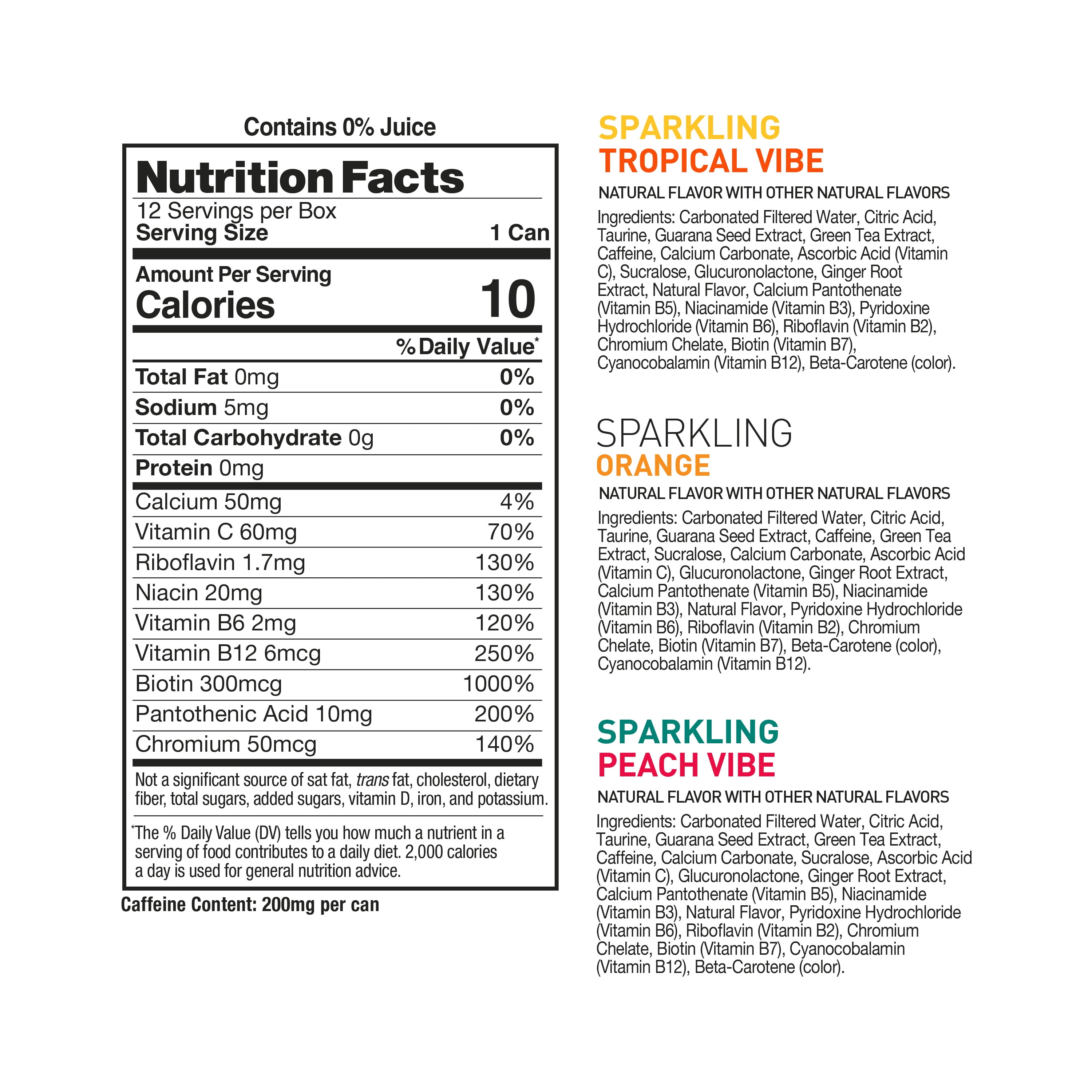 CELSIUS Sparkling Core Vibe Variety Pack Energy Drink 12 fl oz 12 Pack Cans