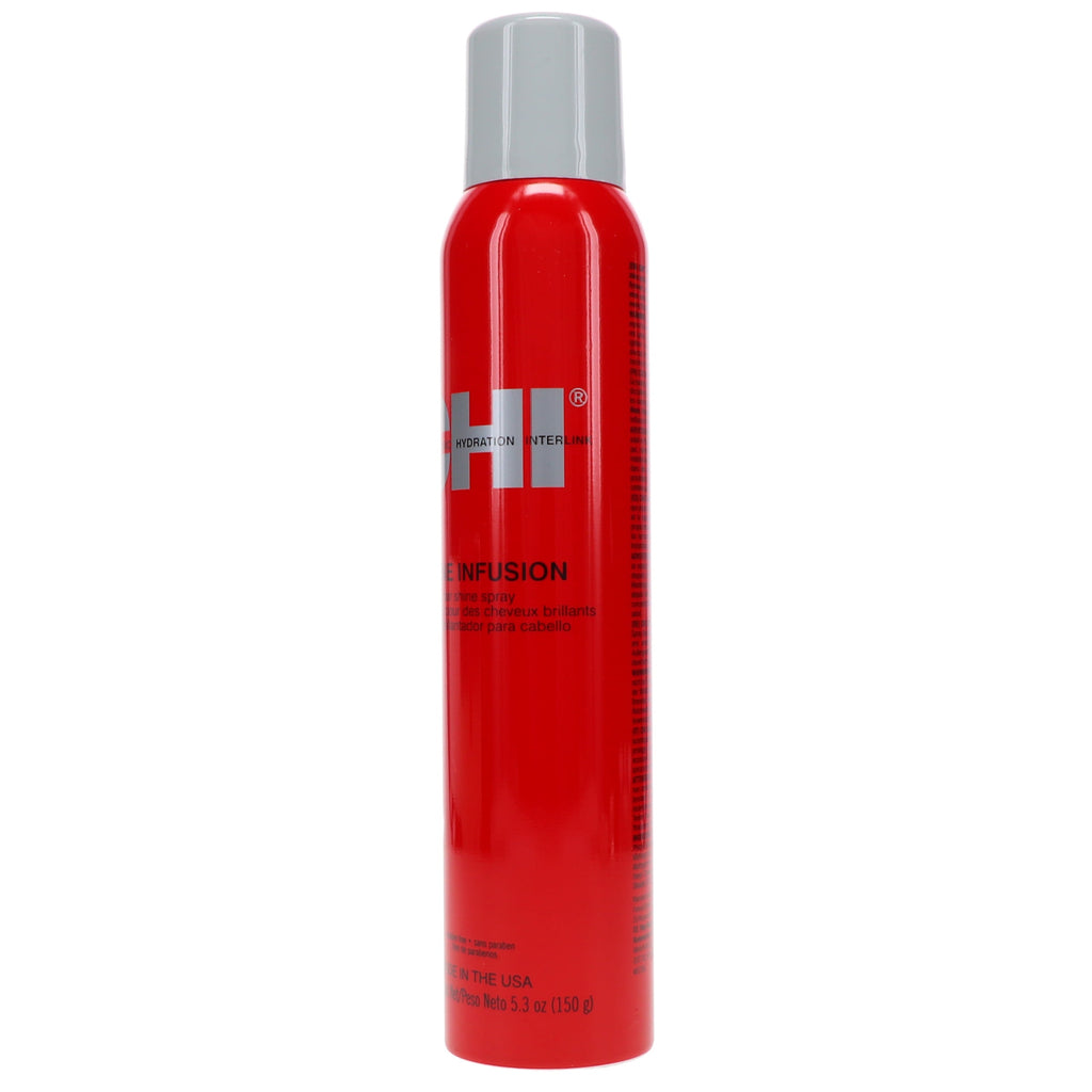 CHI Shine Infusion Strengthening & Split End Repair Hair Spray Strong Hold Non-Aerosol 5.3 oz