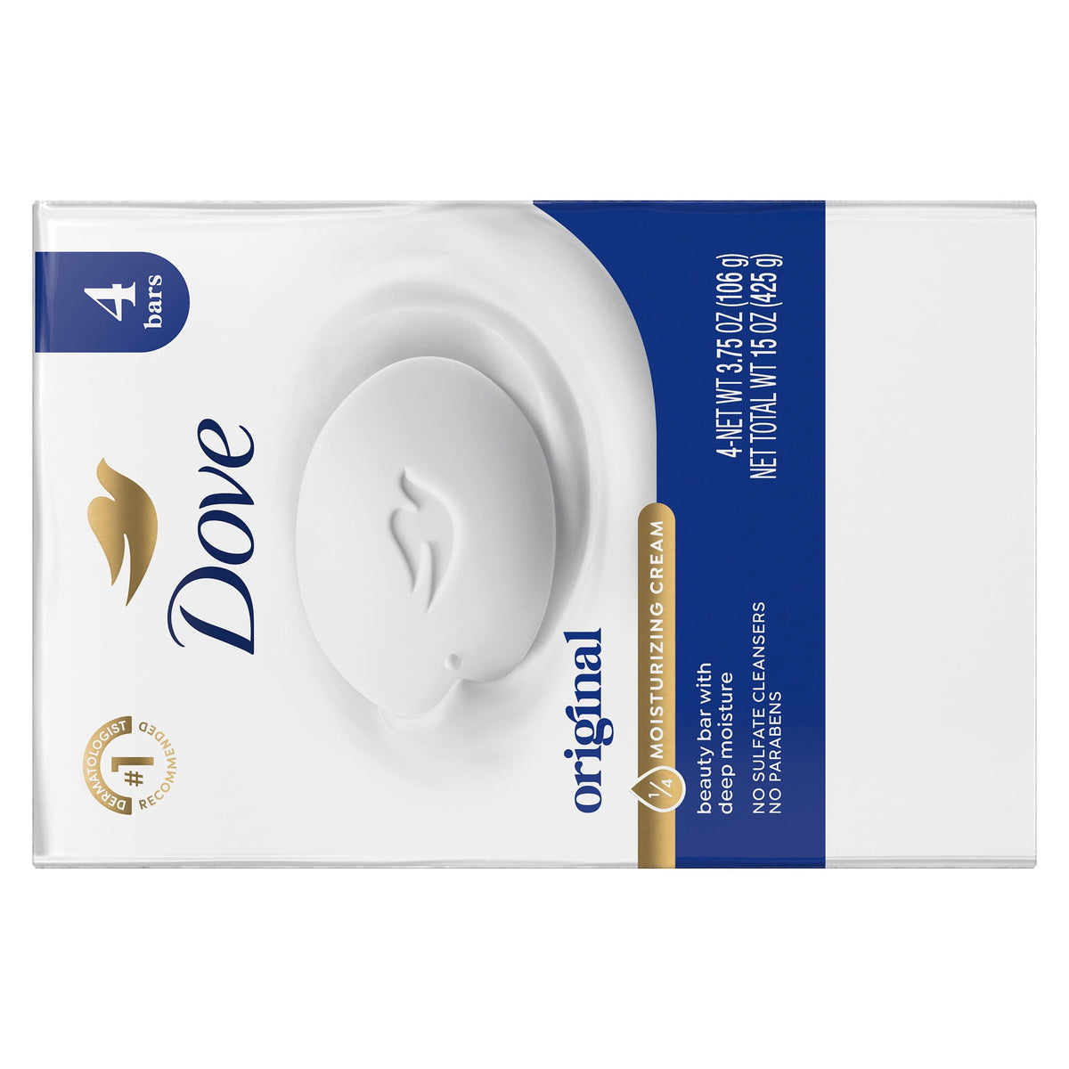 Dove Beauty Bar Soap Original Moisturizing Cleanser 3.75 oz 4 Bars
