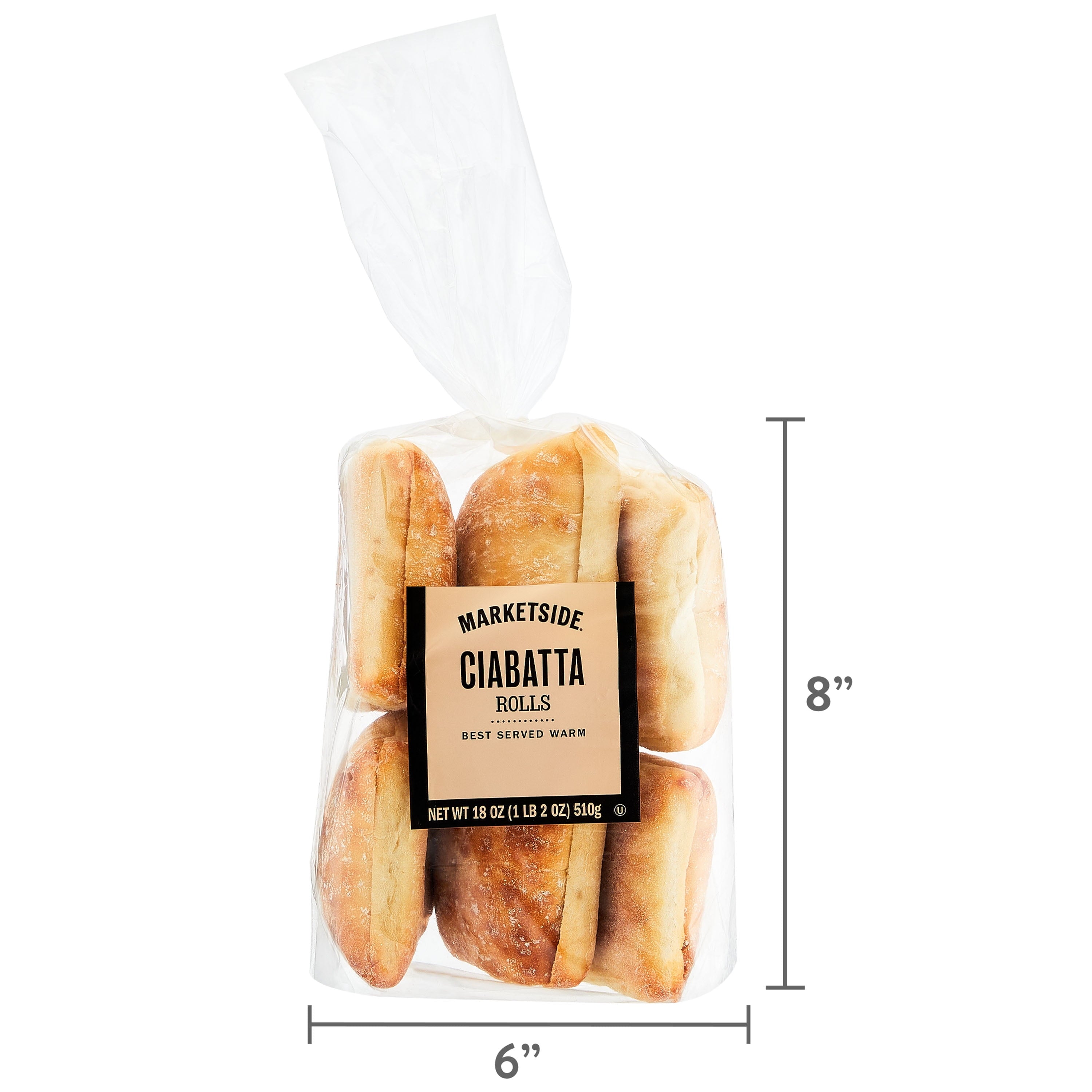 Italian Style Ciabatta Sandwich Rolls 18 Oz 6 Count