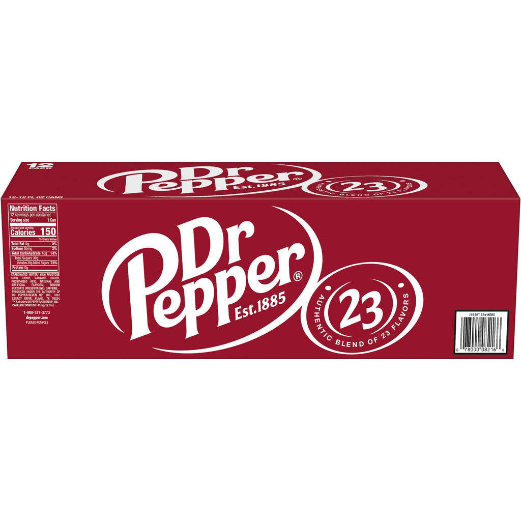 Dr Pepper Soda Pop Cans 12 Fl Oz 12 Pack