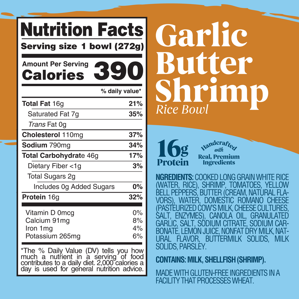 Scott & Jon's Garlic Butter Shrimp Rice Bowl Frozen Meal 9.6 Oz