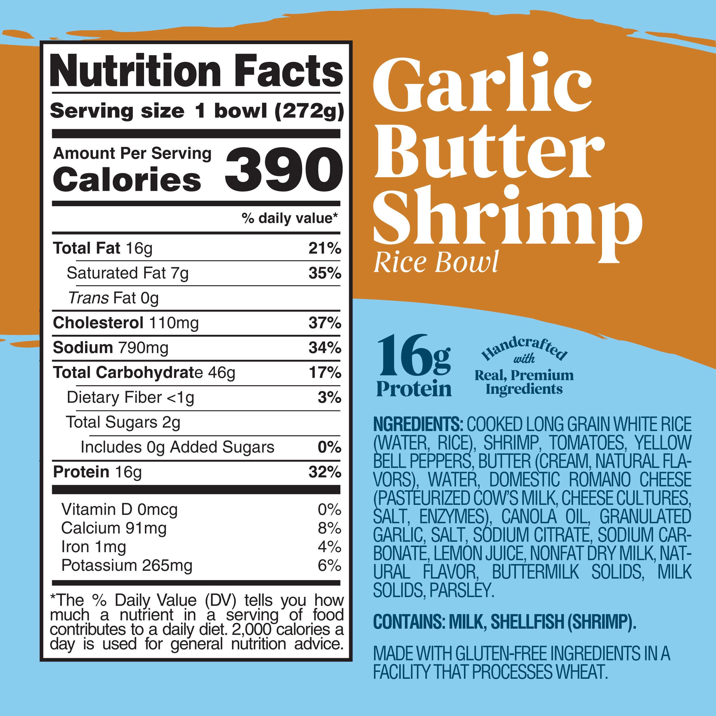 Scott & Jon's Garlic Butter Shrimp Rice Bowl Frozen Meal 9.6 Oz
