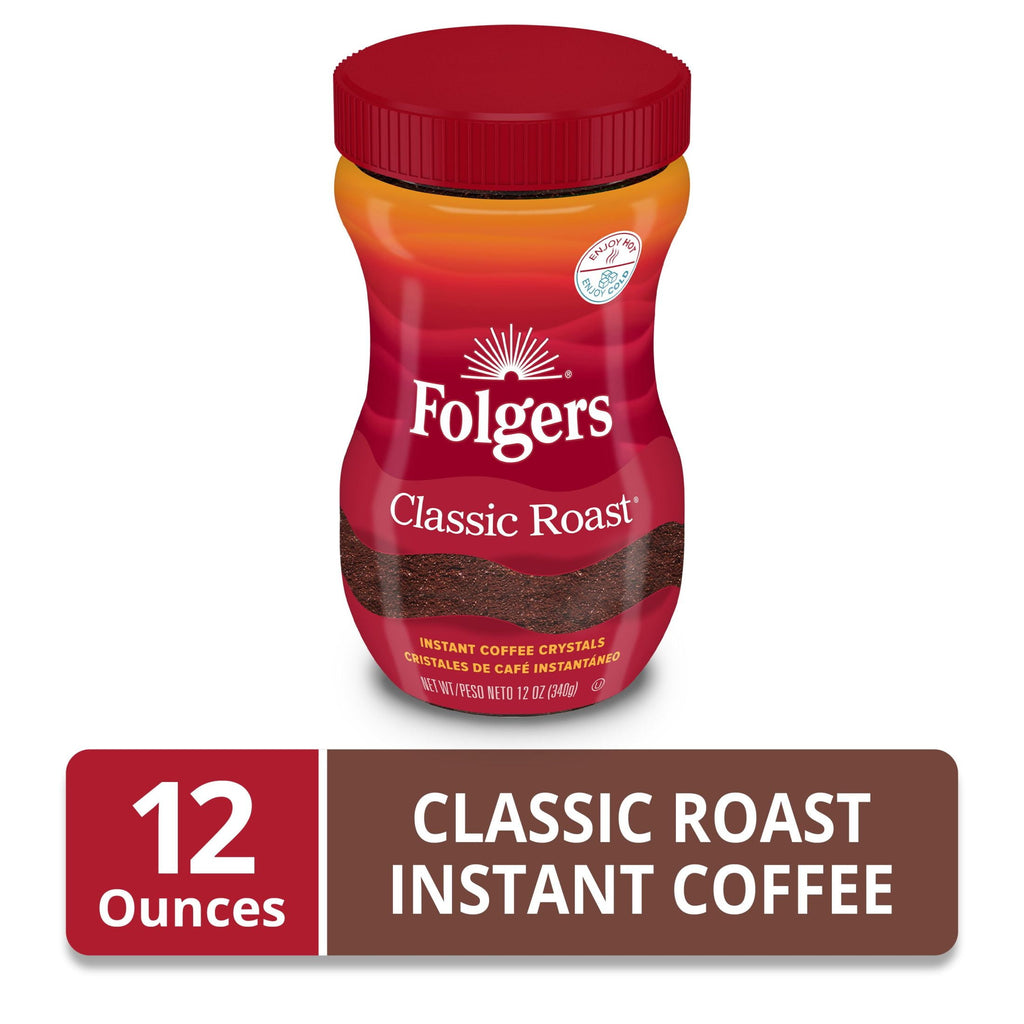 Folgers Classic Roast Naturally Caffeinated Medium Instant Coffee 12 oz Jar