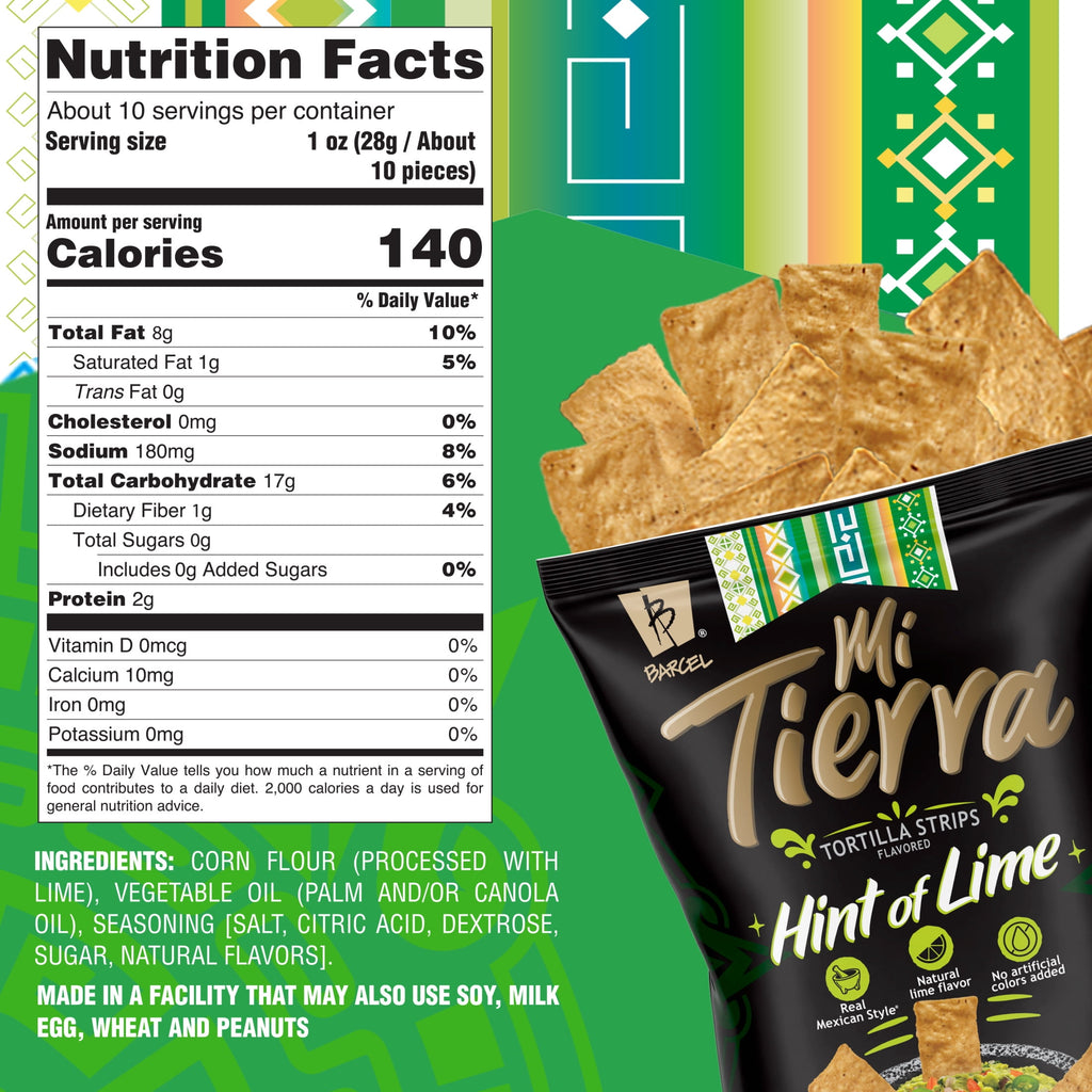 Mi Tierra Hint of Lime Tortilla Chip Strips 9.9 Oz Barcel