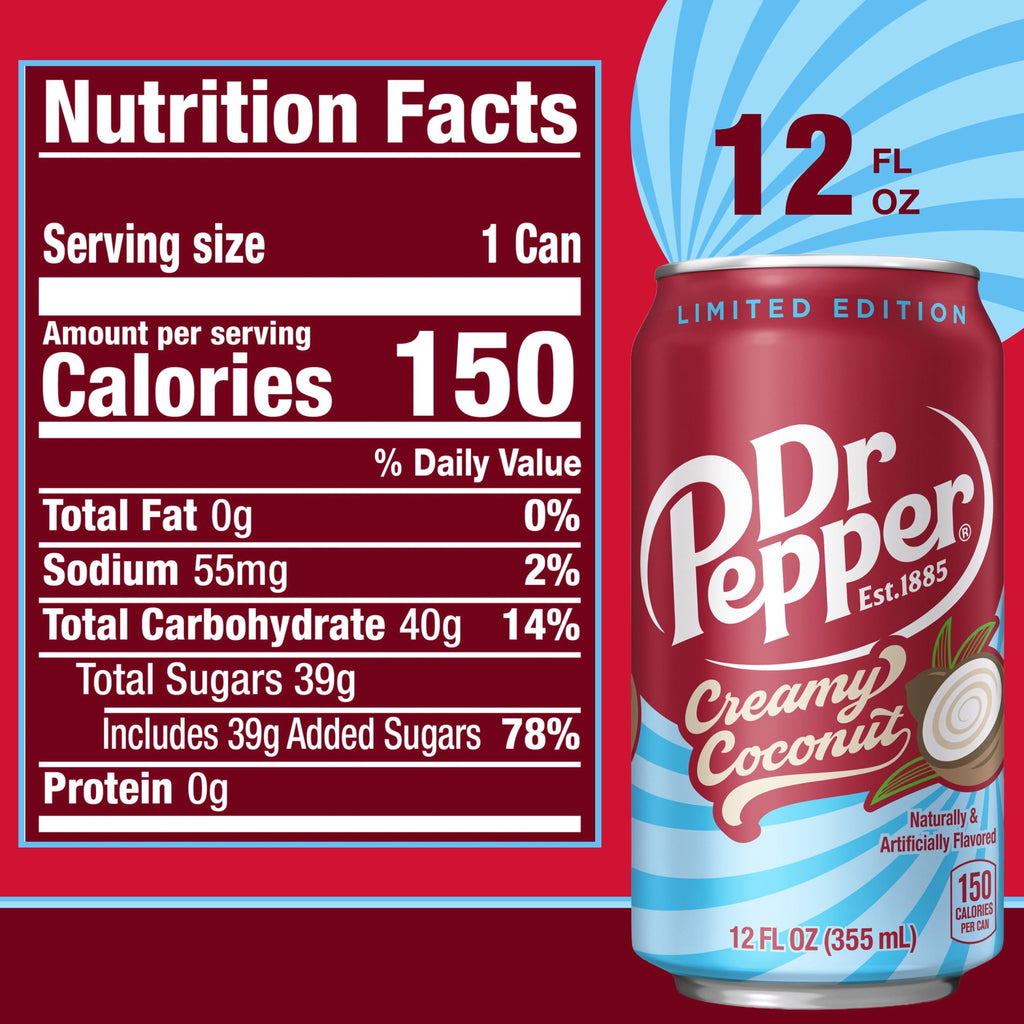 Dr Pepper Creamy Coconut Soda Pop Cans 12 Fl Oz 12 Pack