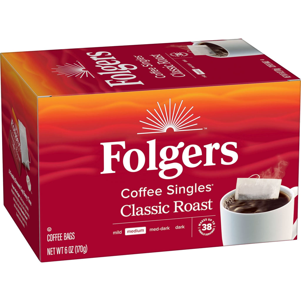 Folgers Classic Roast Naturally Caffeinated Medium Roast Coffee Bags 38 Count 6 oz Box