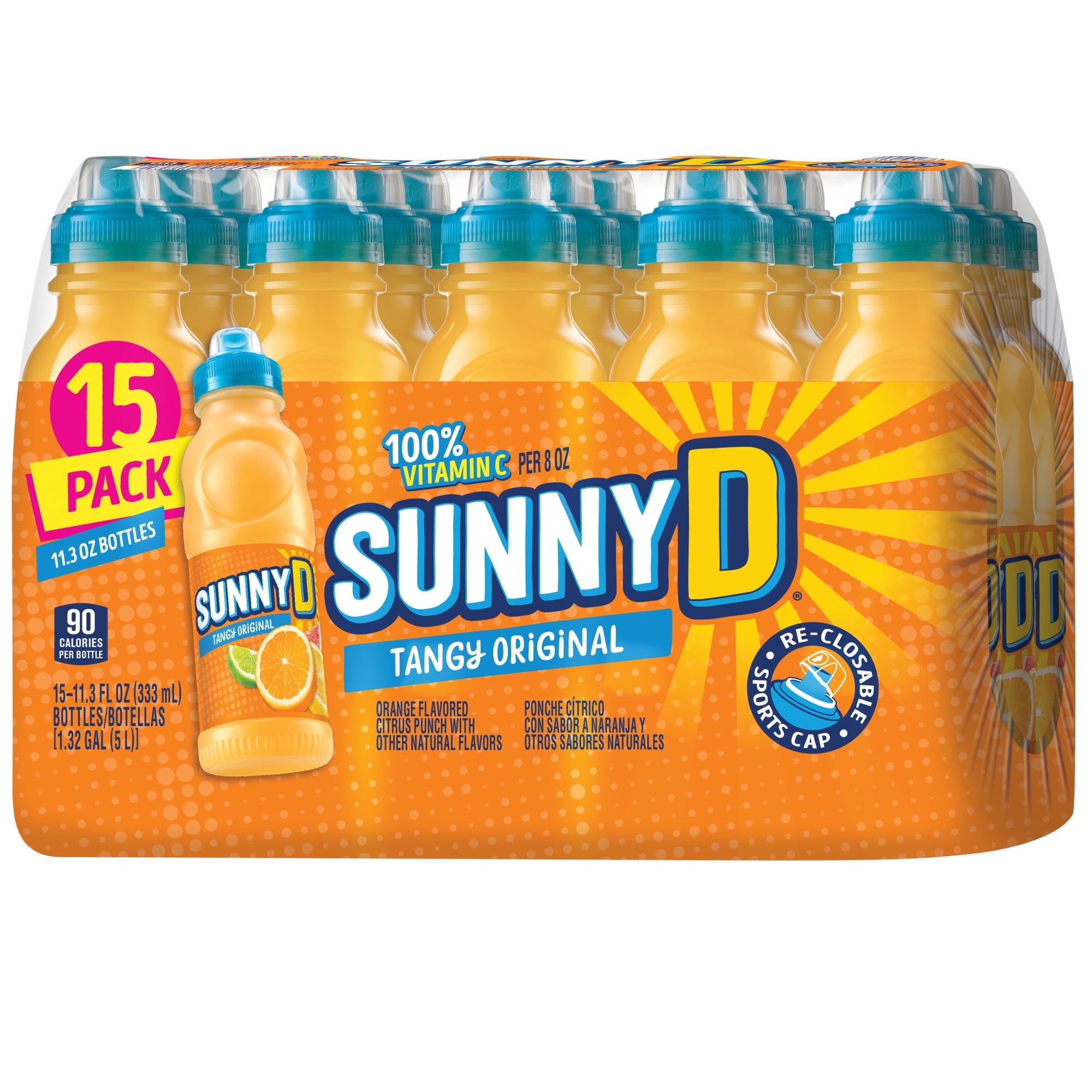 SunnyD Tangy Original Shelf Stable Orange Juice Drink 11.3 fl oz Bottles 15 Pack