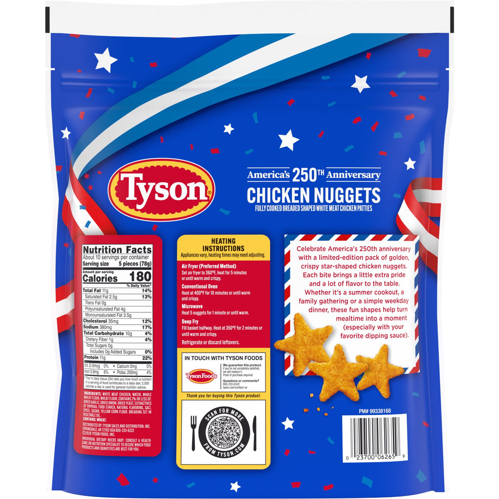 Tyson Chicken Nuggets Celebrating USA 250 Years Frozen Fully Cooked 27 Oz
