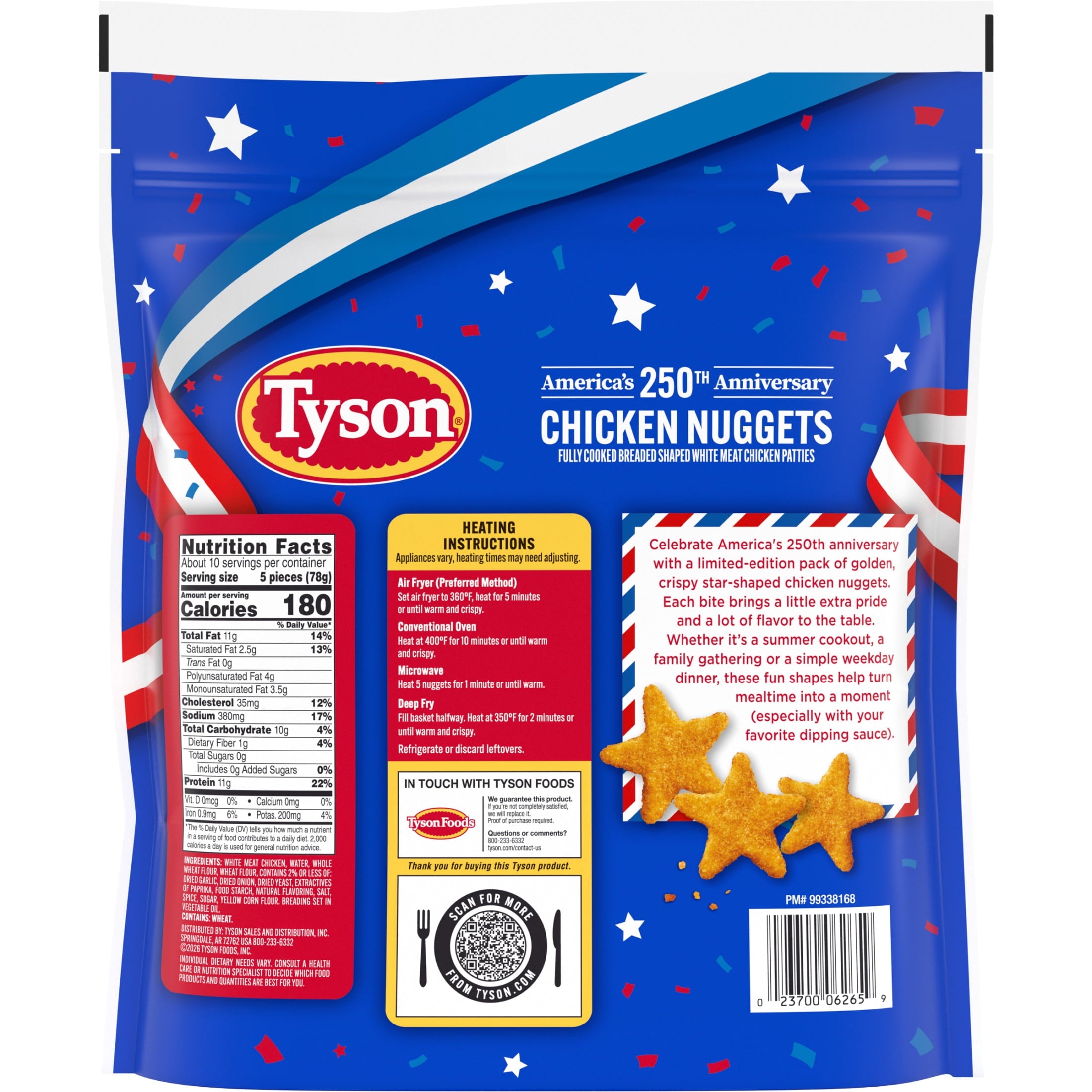 Tyson Chicken Nuggets Celebrating USA 250 Years Frozen Fully Cooked 27 Oz